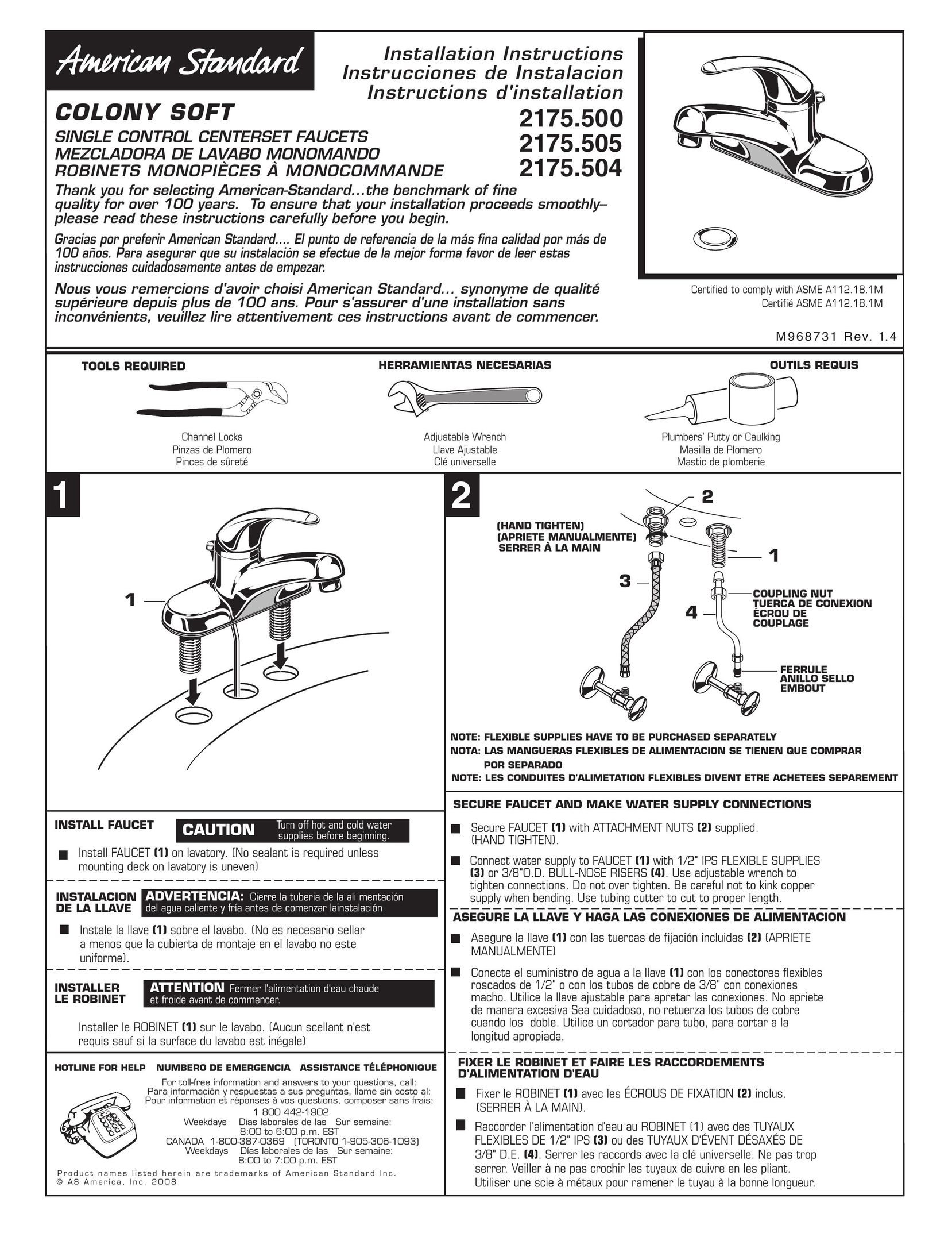 American Standard 2175.5 Plumbing Product User Manual