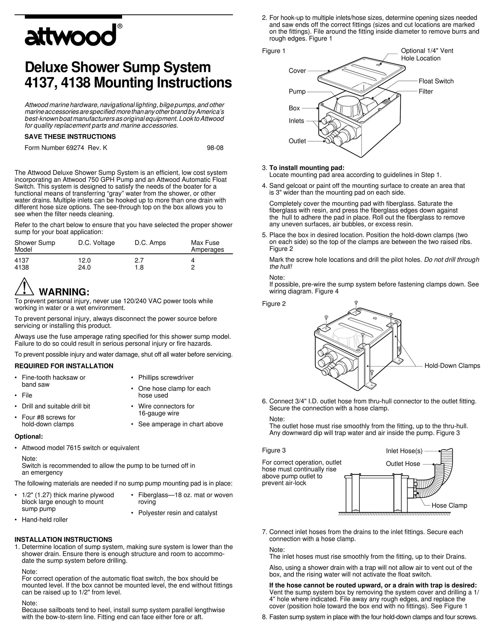 Attwood 4138 Plumbing Product User Manual