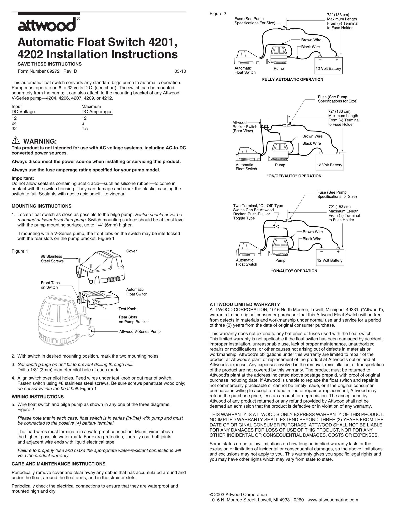 Attwood 4206 Plumbing Product User Manual