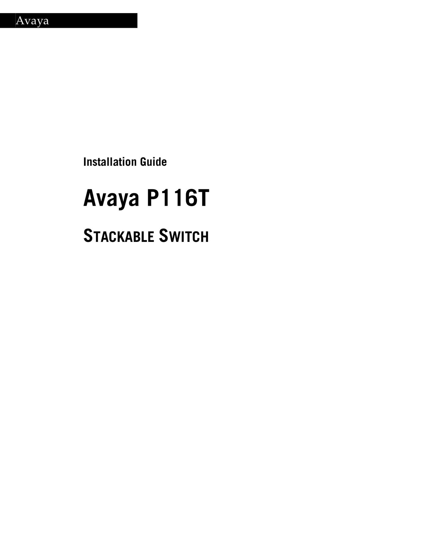Avaya P116T Plumbing Product User Manual