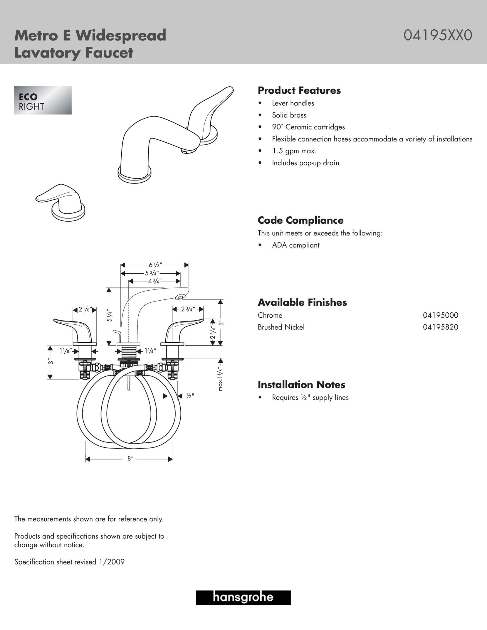 Axor 04195000 Plumbing Product User Manual