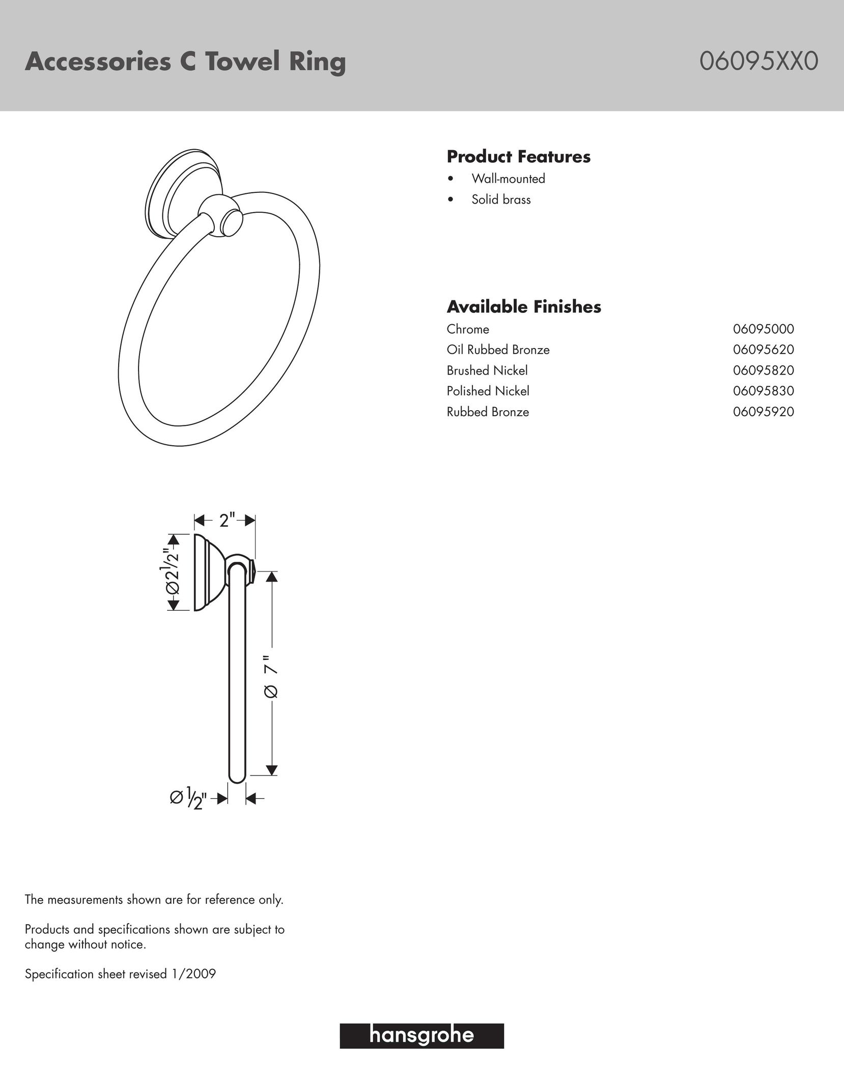 Axor 06095920 Plumbing Product User Manual