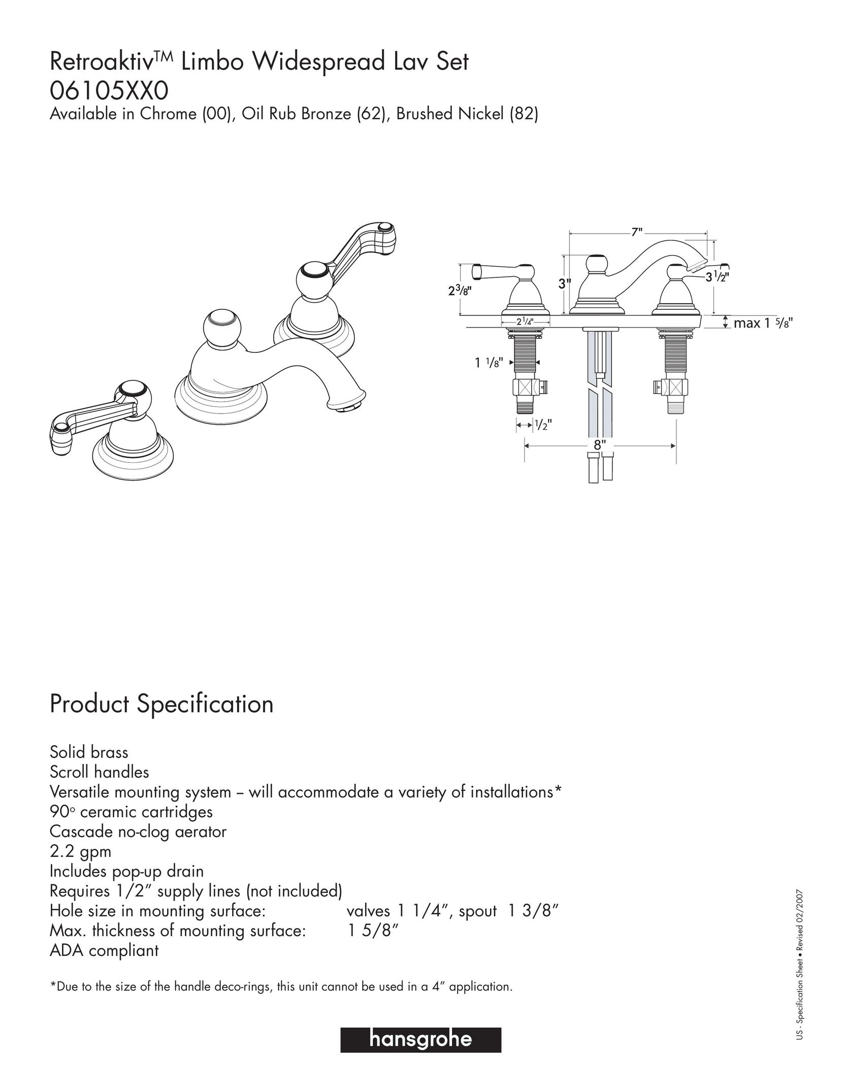 Axor 06105XX0 Plumbing Product User Manual