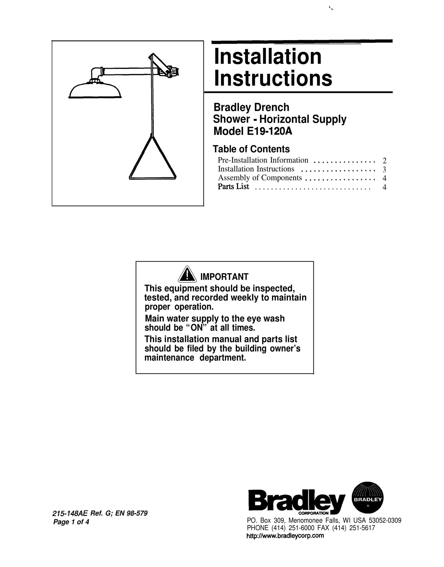 Bradley Smoker E19-120A Plumbing Product User Manual