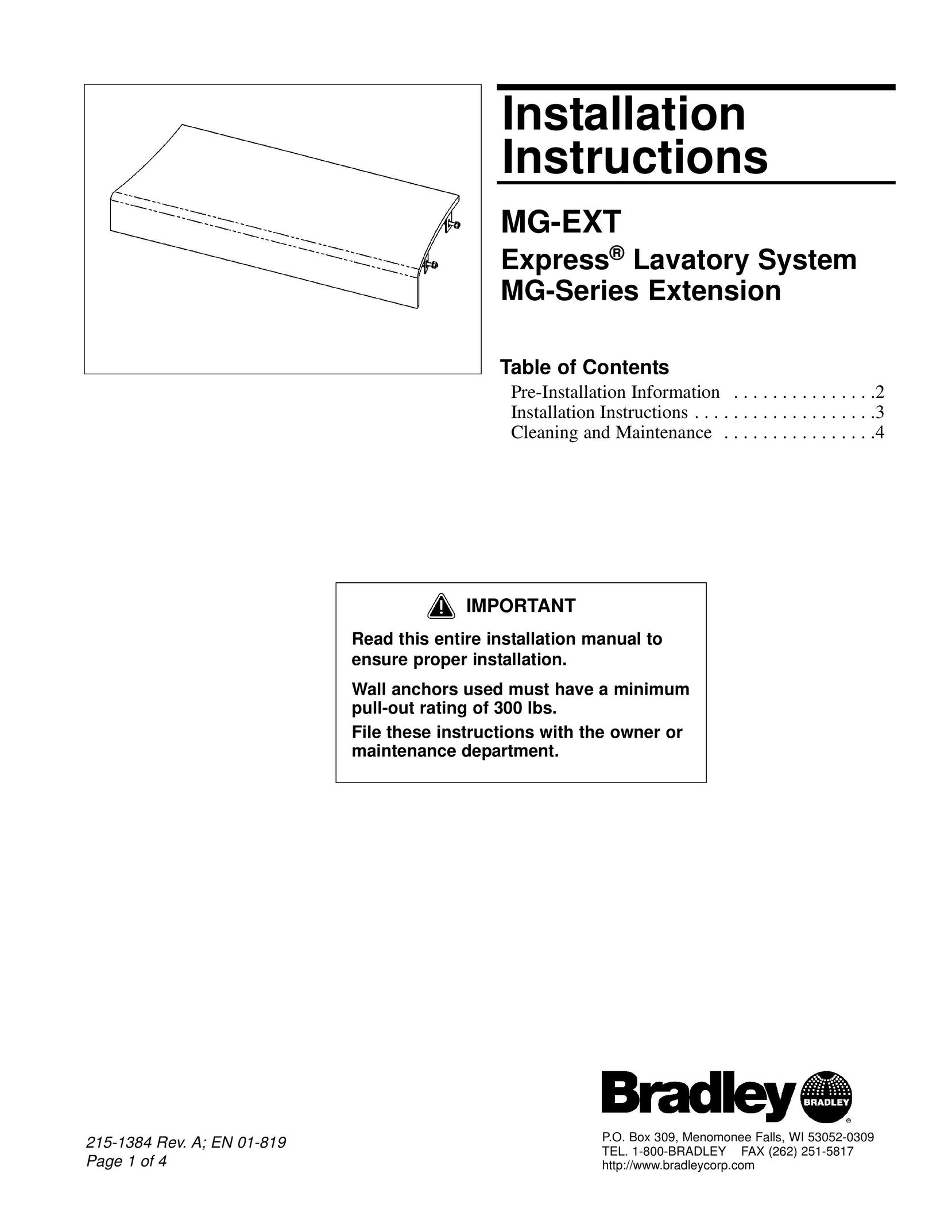 Bradley Smoker MG-EXT Plumbing Product User Manual