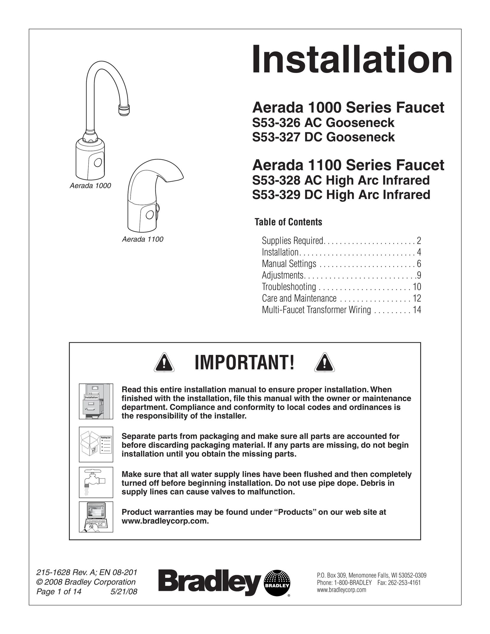 Bradley Smoker S53-328 Plumbing Product User Manual