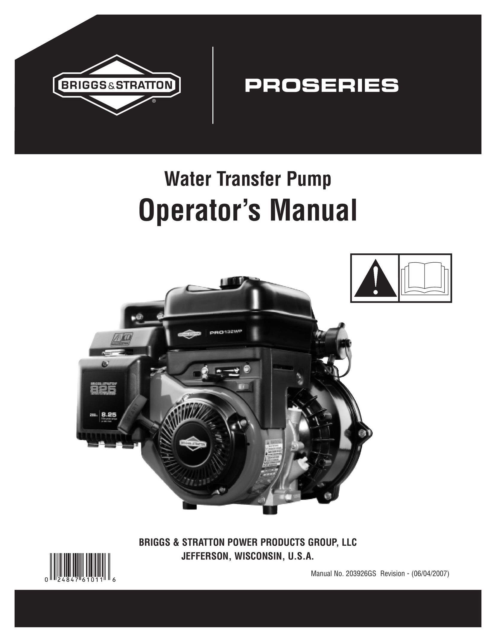 Briggs & Stratton 073021 Plumbing Product User Manual