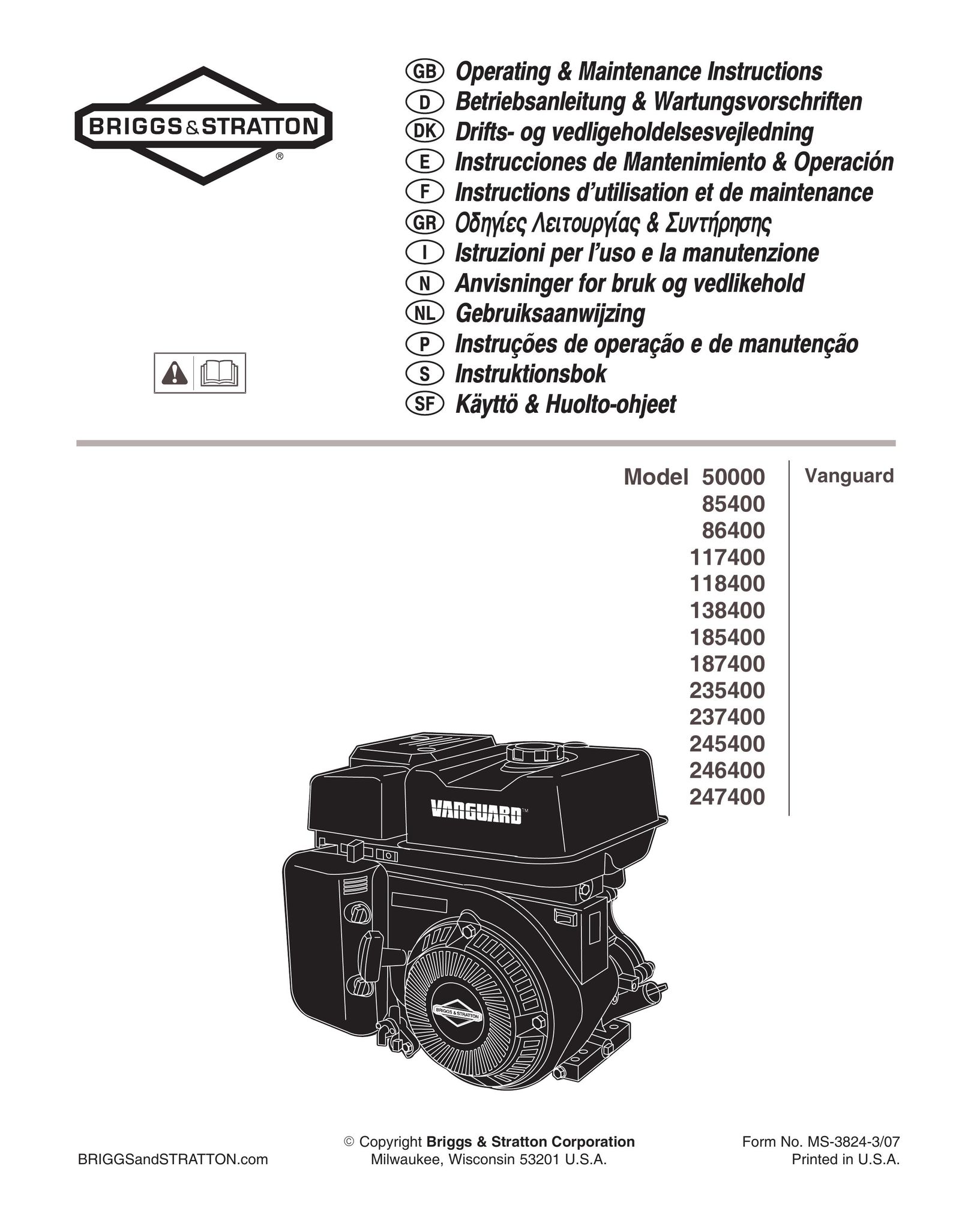 Briggs & Stratton 117400 Plumbing Product User Manual