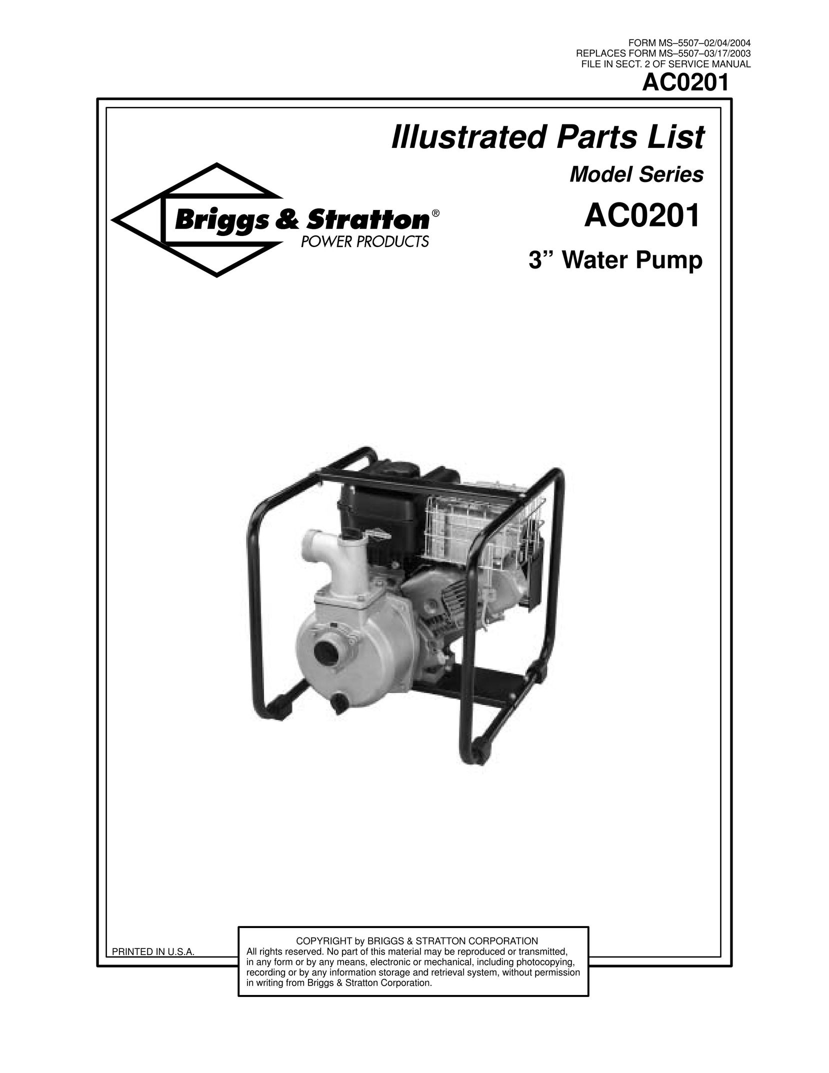 Briggs & Stratton AC0201 Plumbing Product User Manual