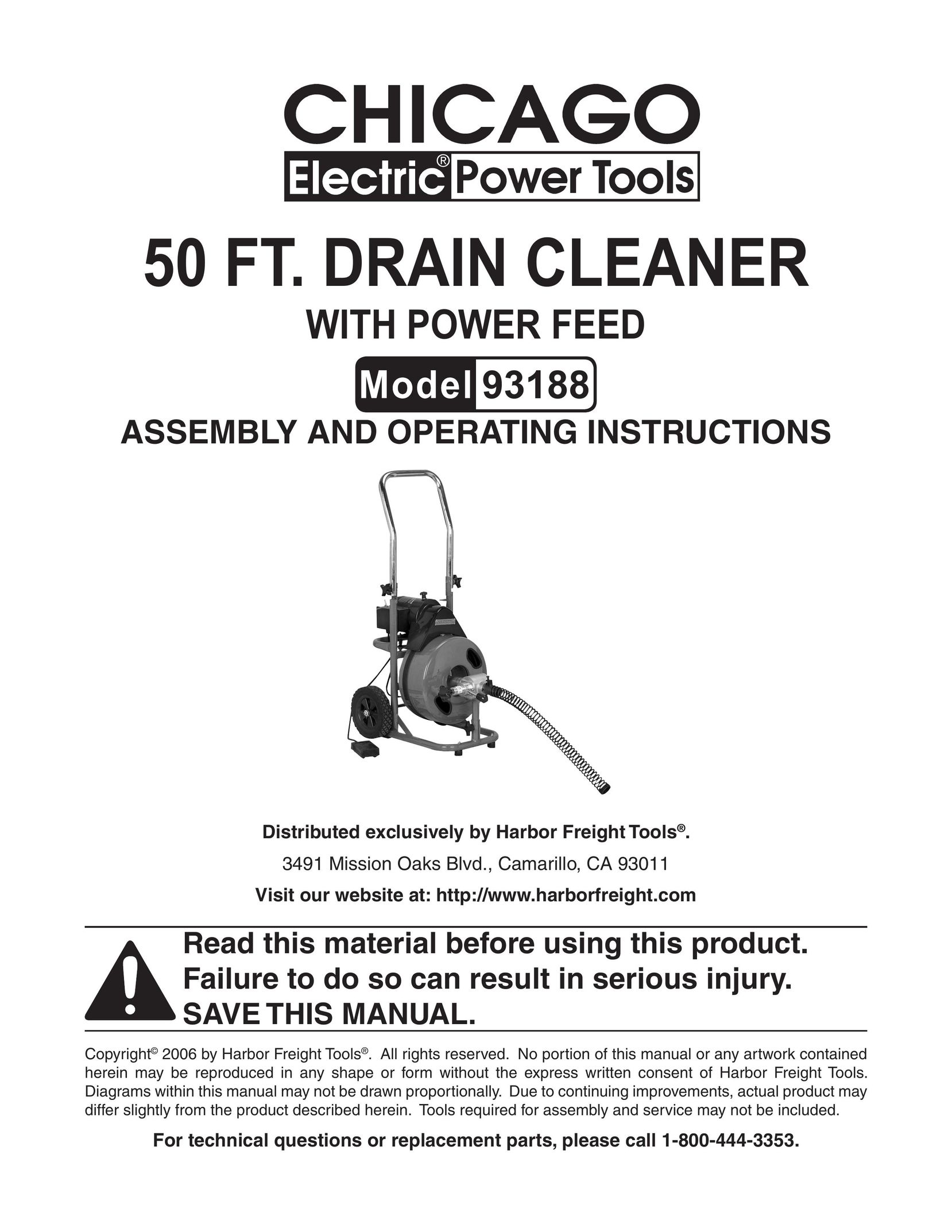 Chicago Electric 93188 Plumbing Product User Manual