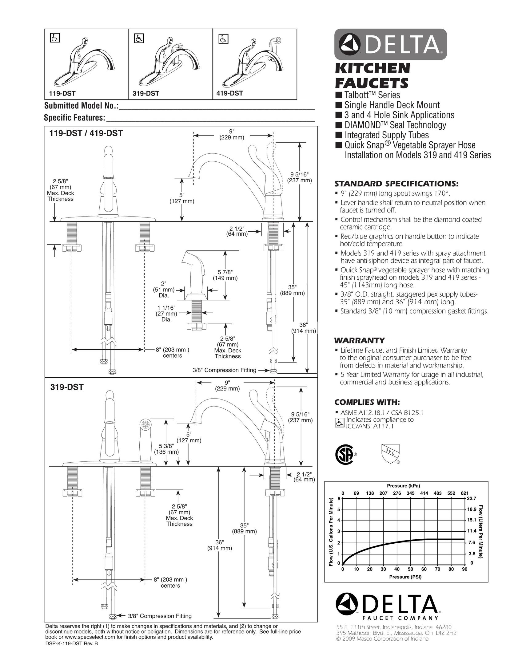 Delta 119-DST Plumbing Product User Manual
