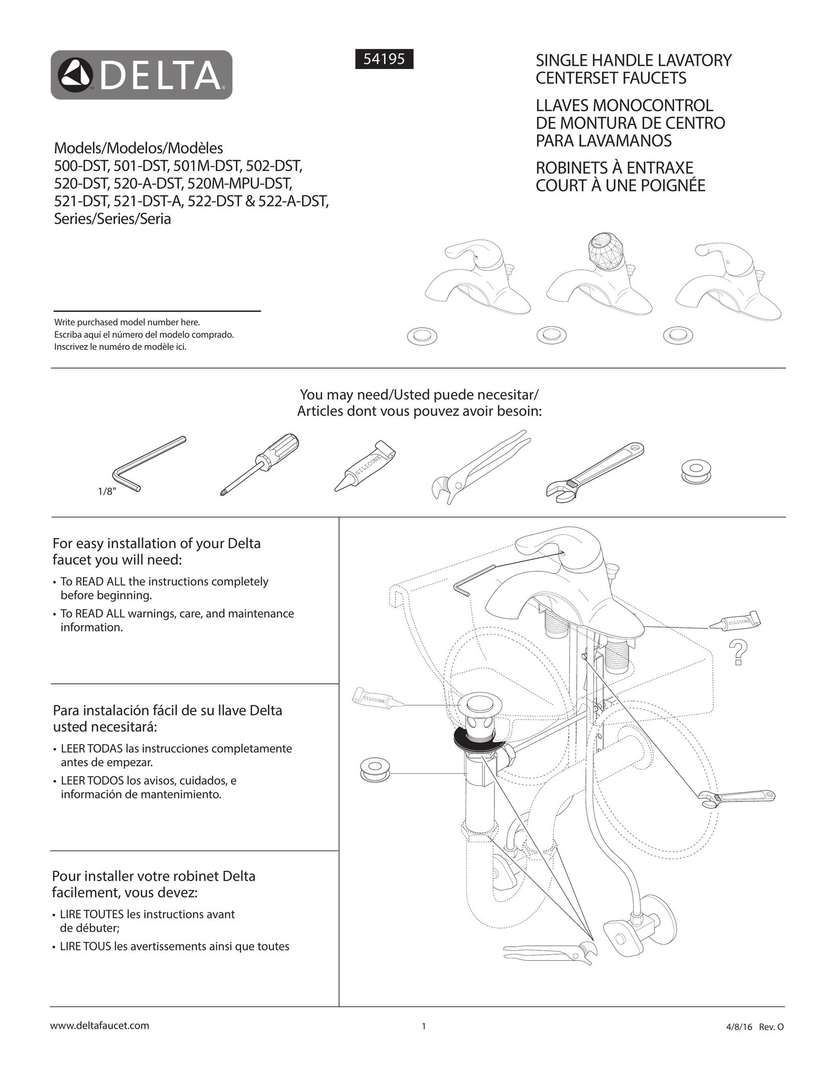 Delta Faucet 520-PPU-DST Plumbing Product User Manual