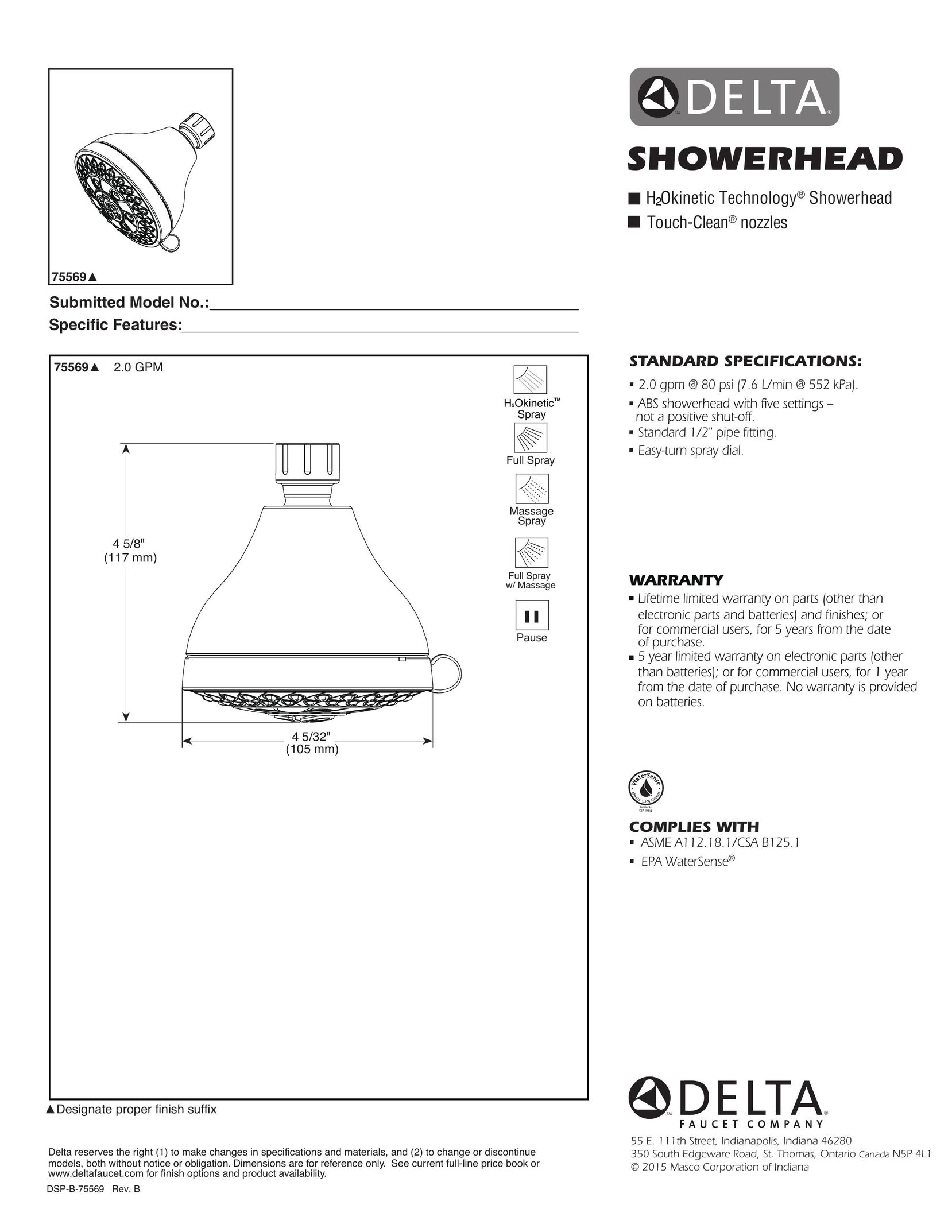 Delta Faucet 75569SN Plumbing Product User Manual