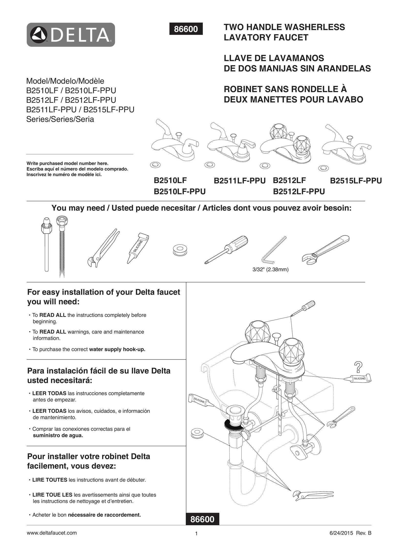 Delta Faucet B2510LF-SS Plumbing Product User Manual