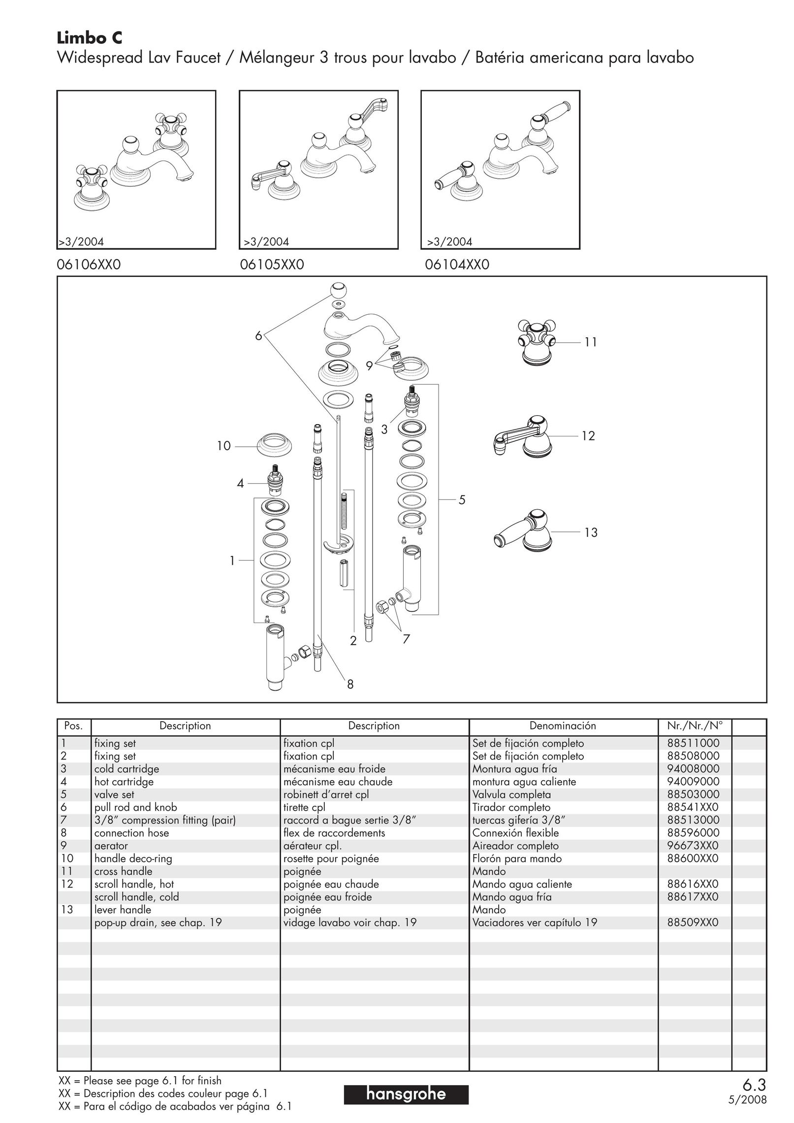 Hans Grohe 0606XX0 Plumbing Product User Manual