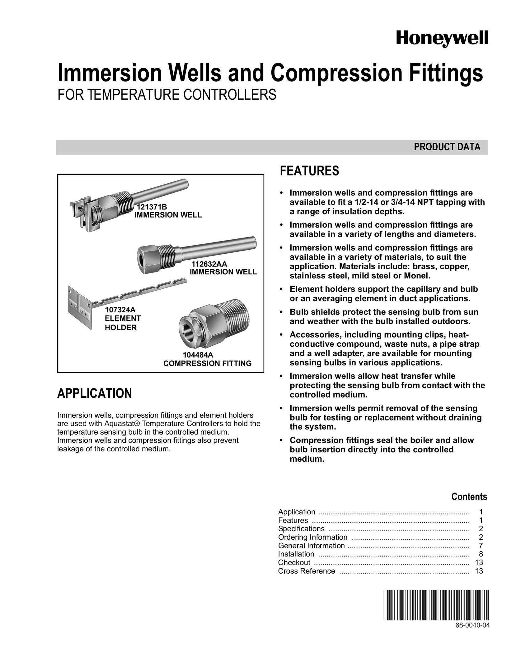 Honeywell 121371B Plumbing Product User Manual