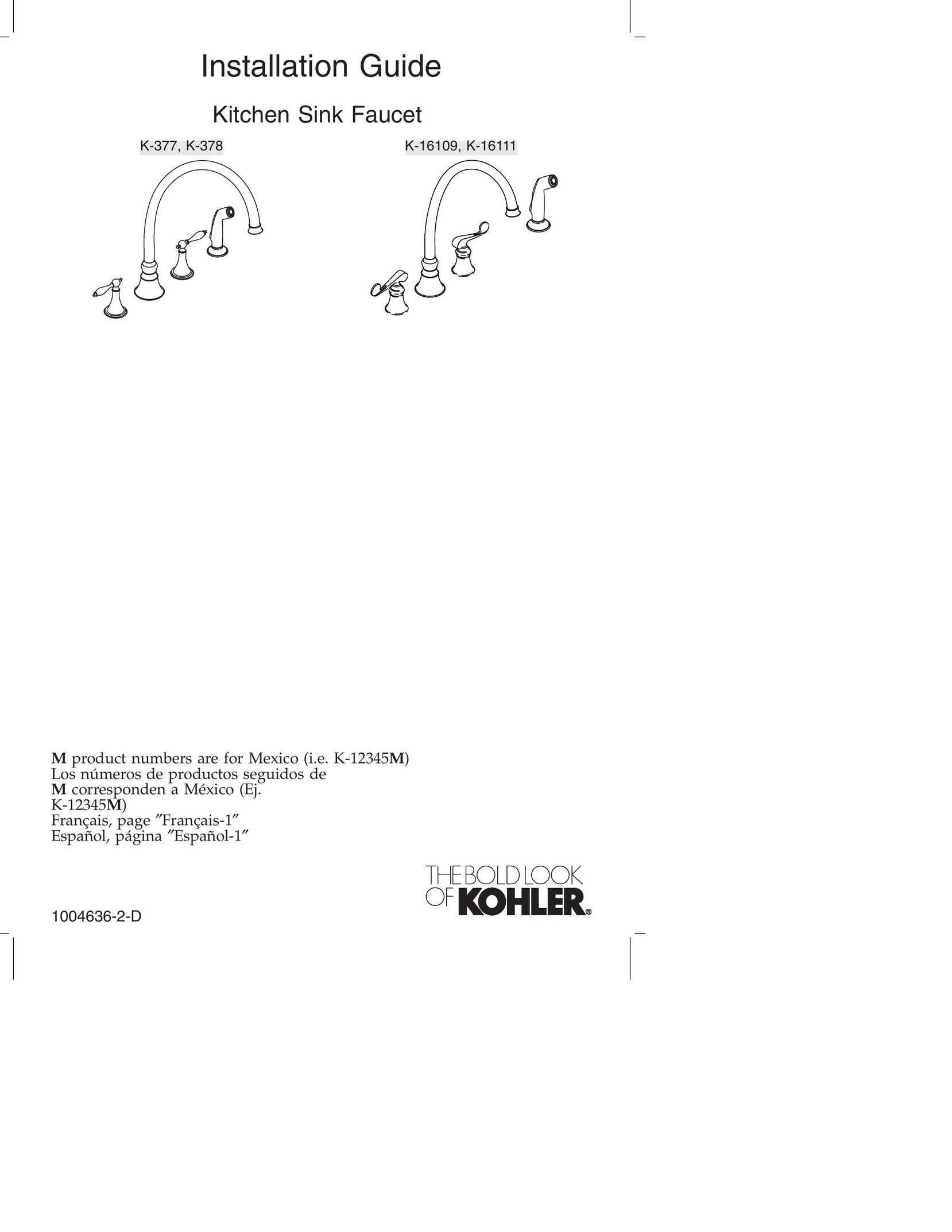 Kohler K-16109 Plumbing Product User Manual