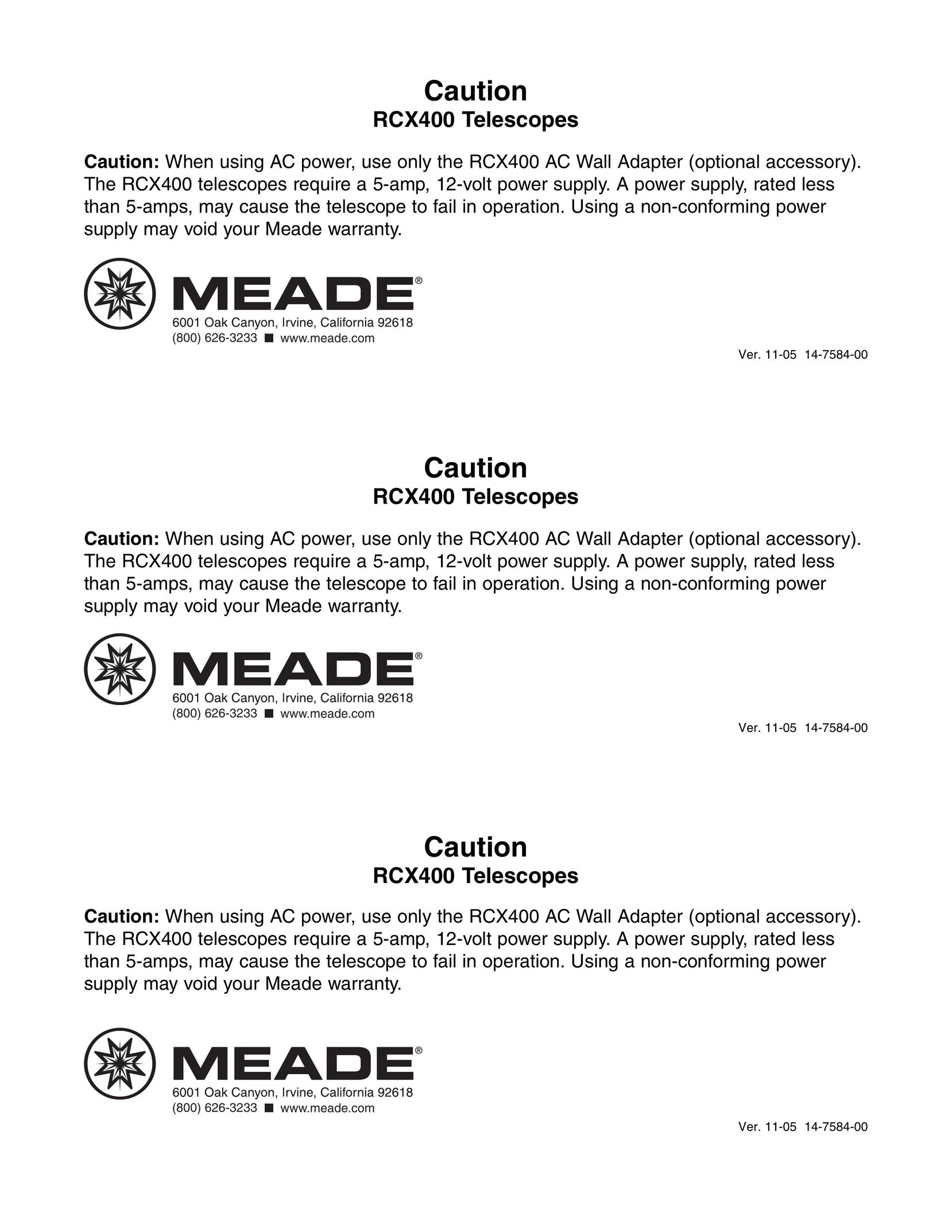 Meade RCX400 Plumbing Product User Manual
