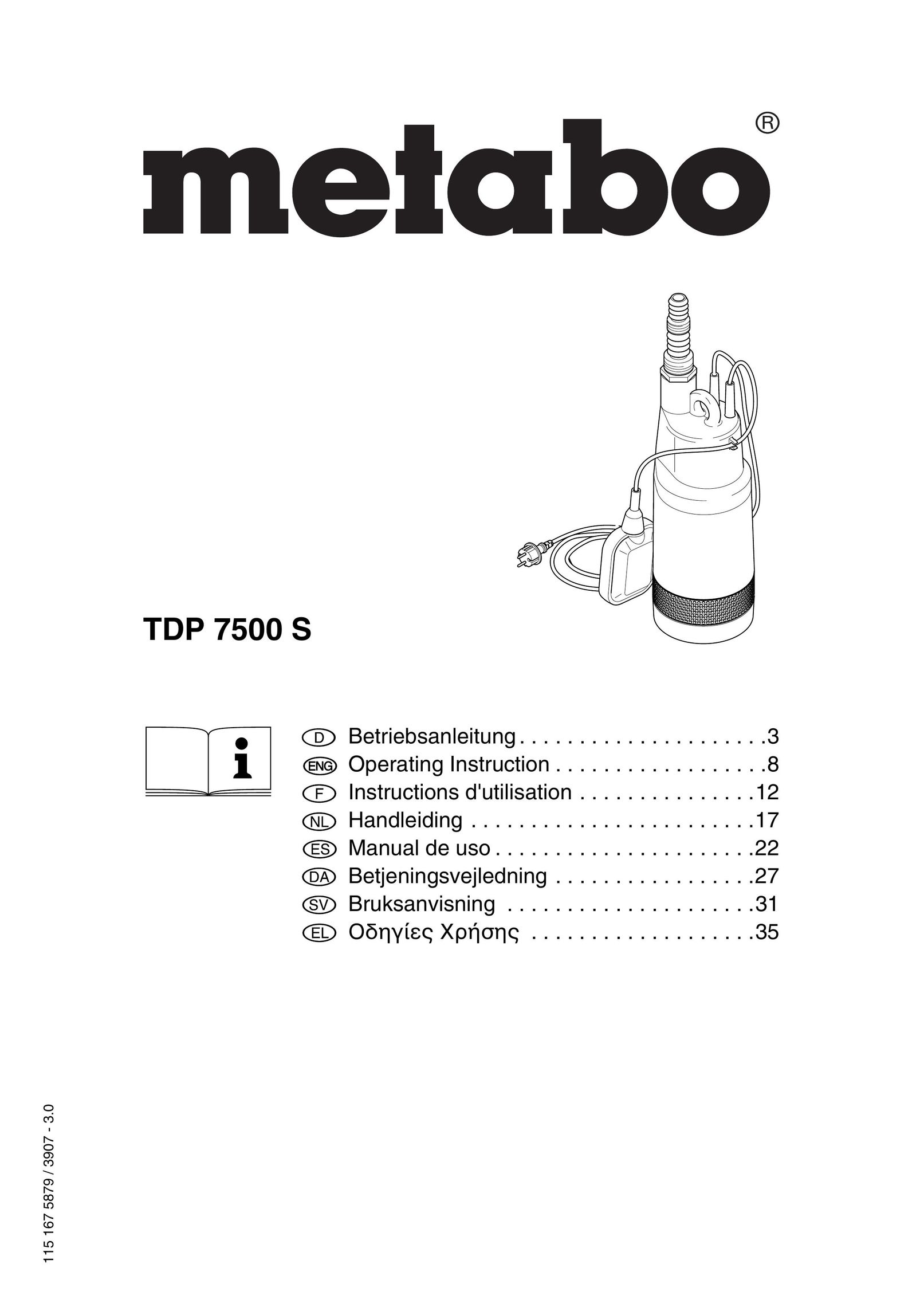 Metabo TDP 7500 S Plumbing Product User Manual