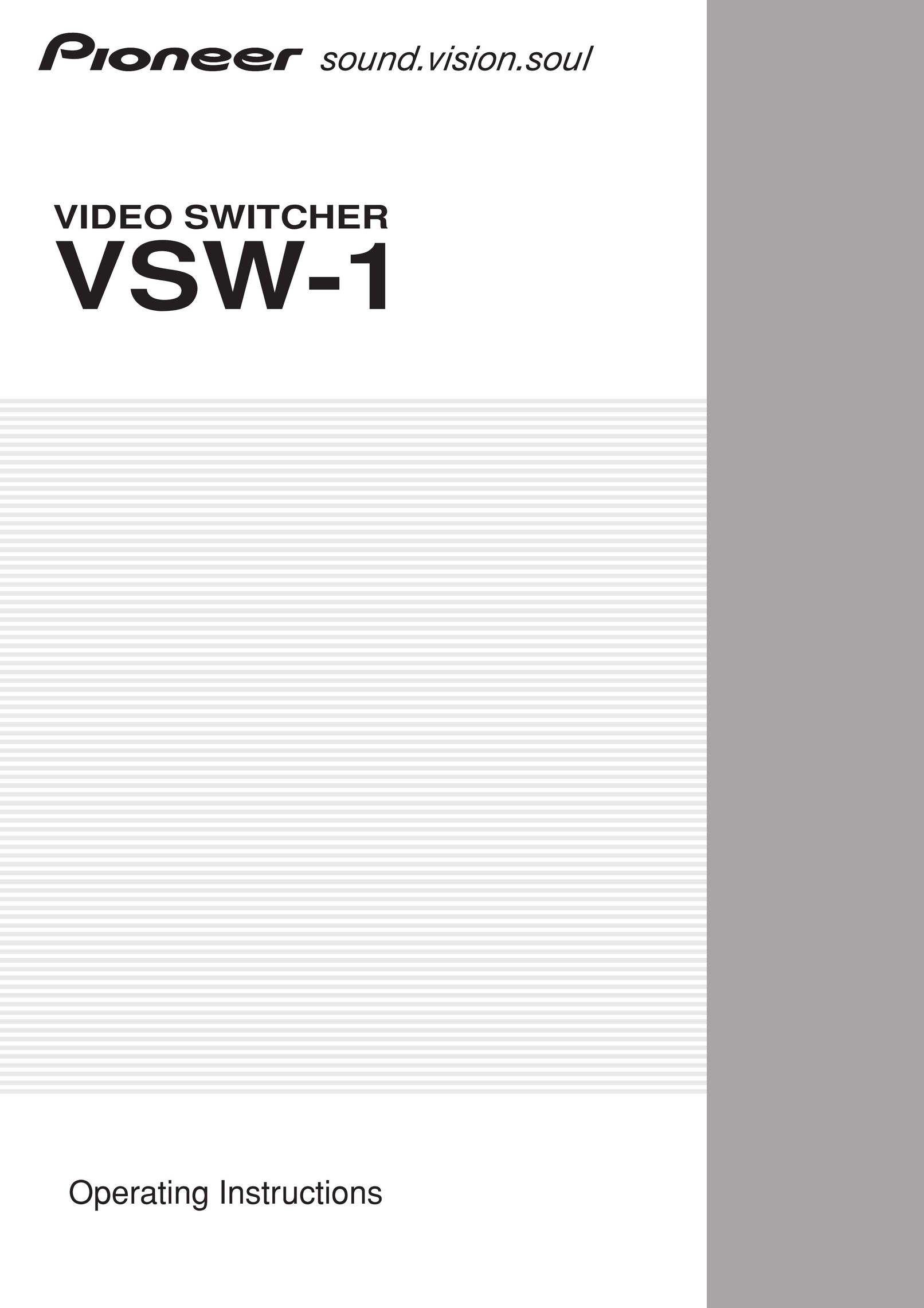 Pioneer VSW-1 2 Plumbing Product User Manual