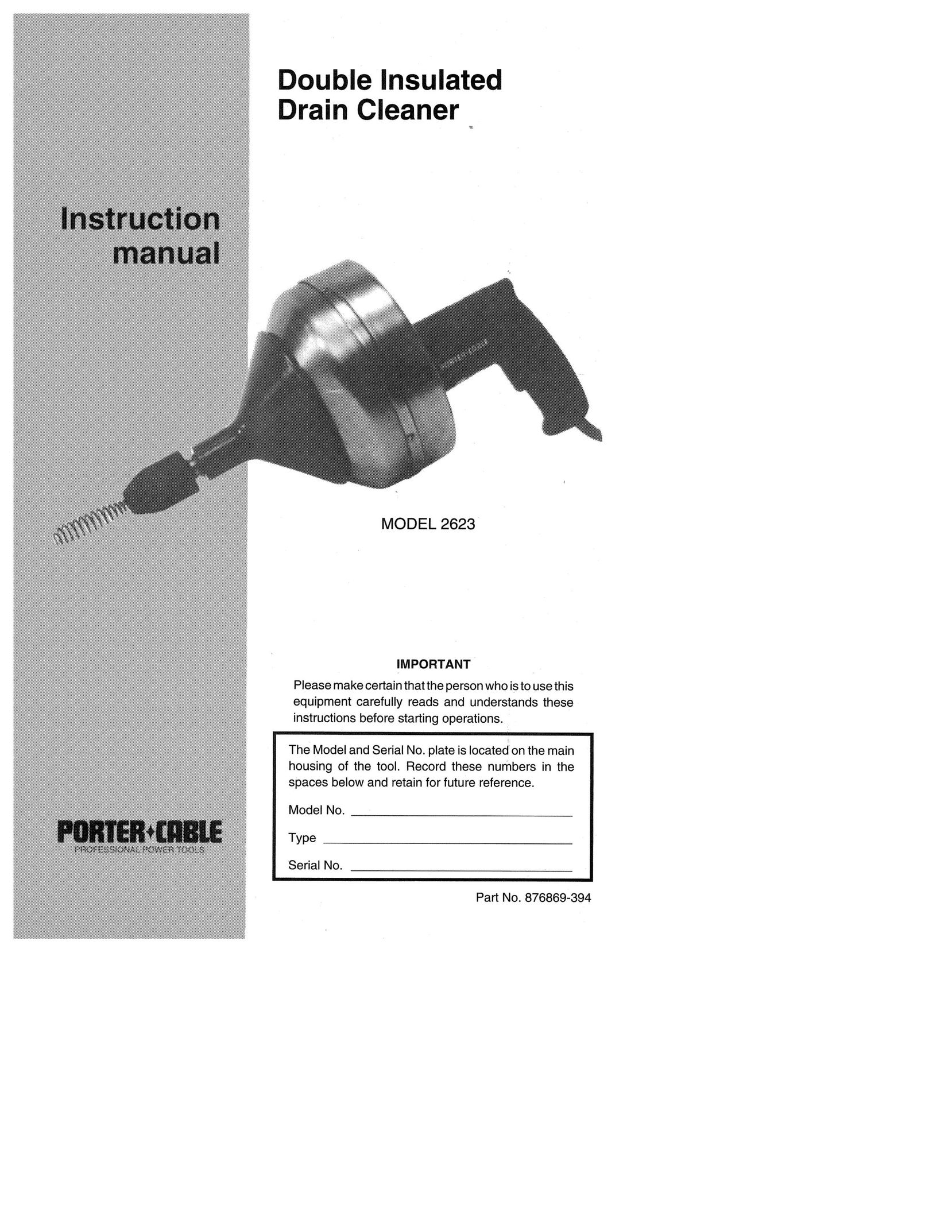 Porter-Cable 2623 Plumbing Product User Manual