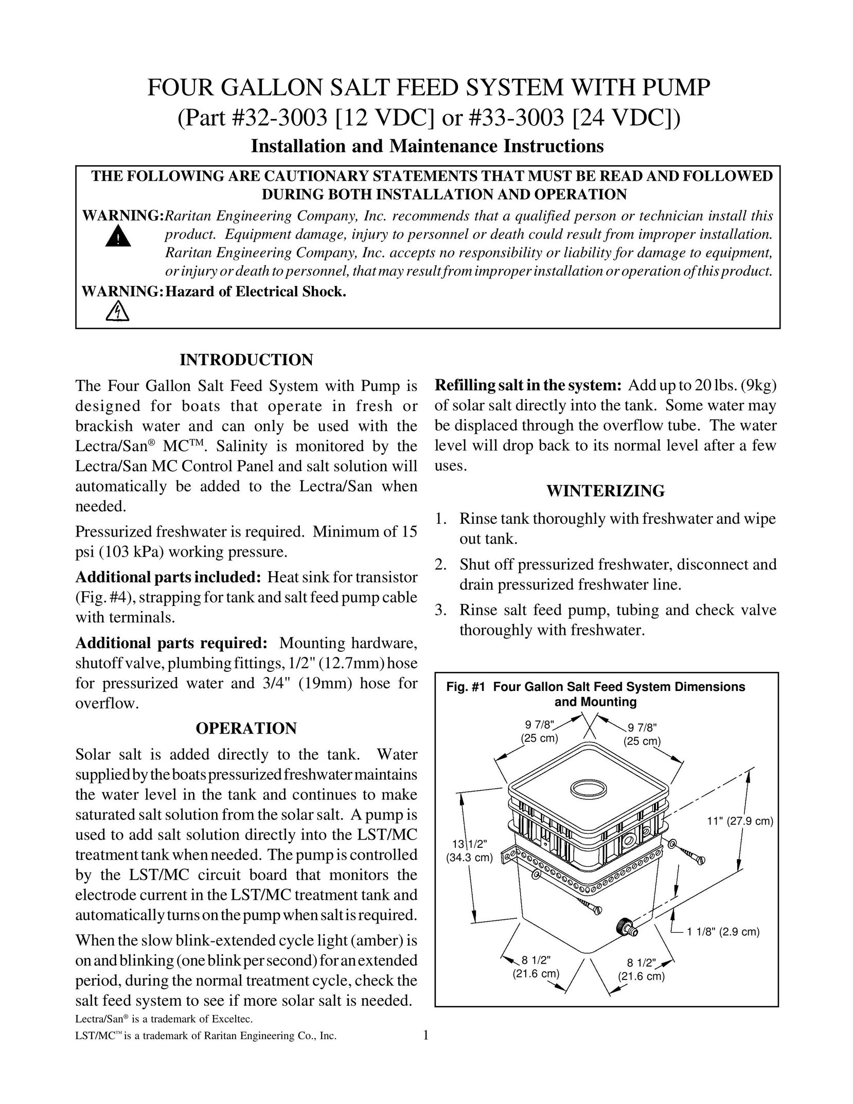 Raritan Engineering 33-3003 Plumbing Product User Manual