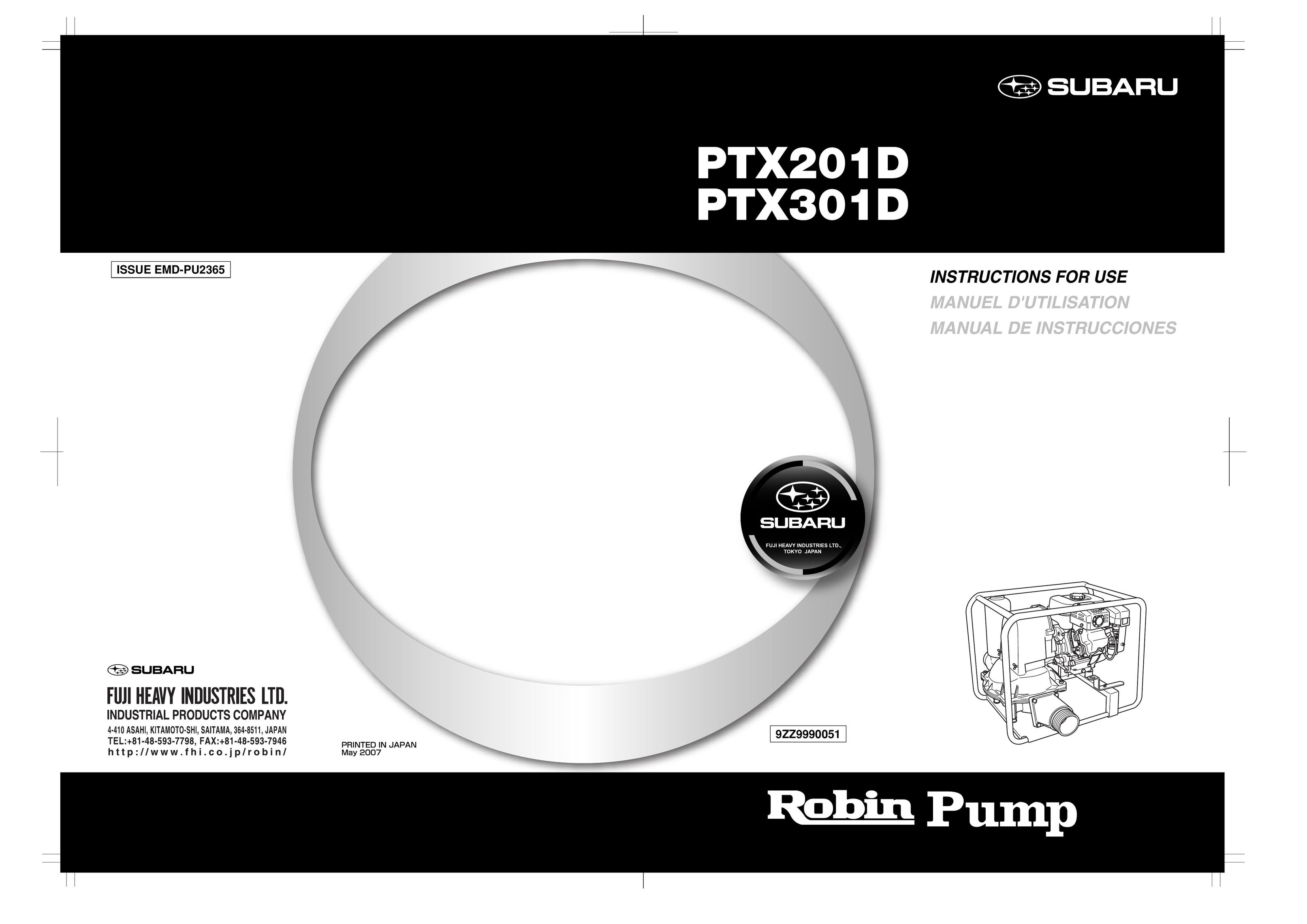 Subaru Robin Power Products PTX201D Plumbing Product User Manual