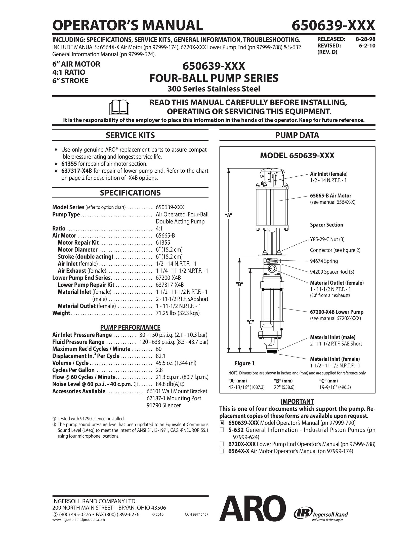 Ingersoll-Rand 650639-XXX Septic System User Manual