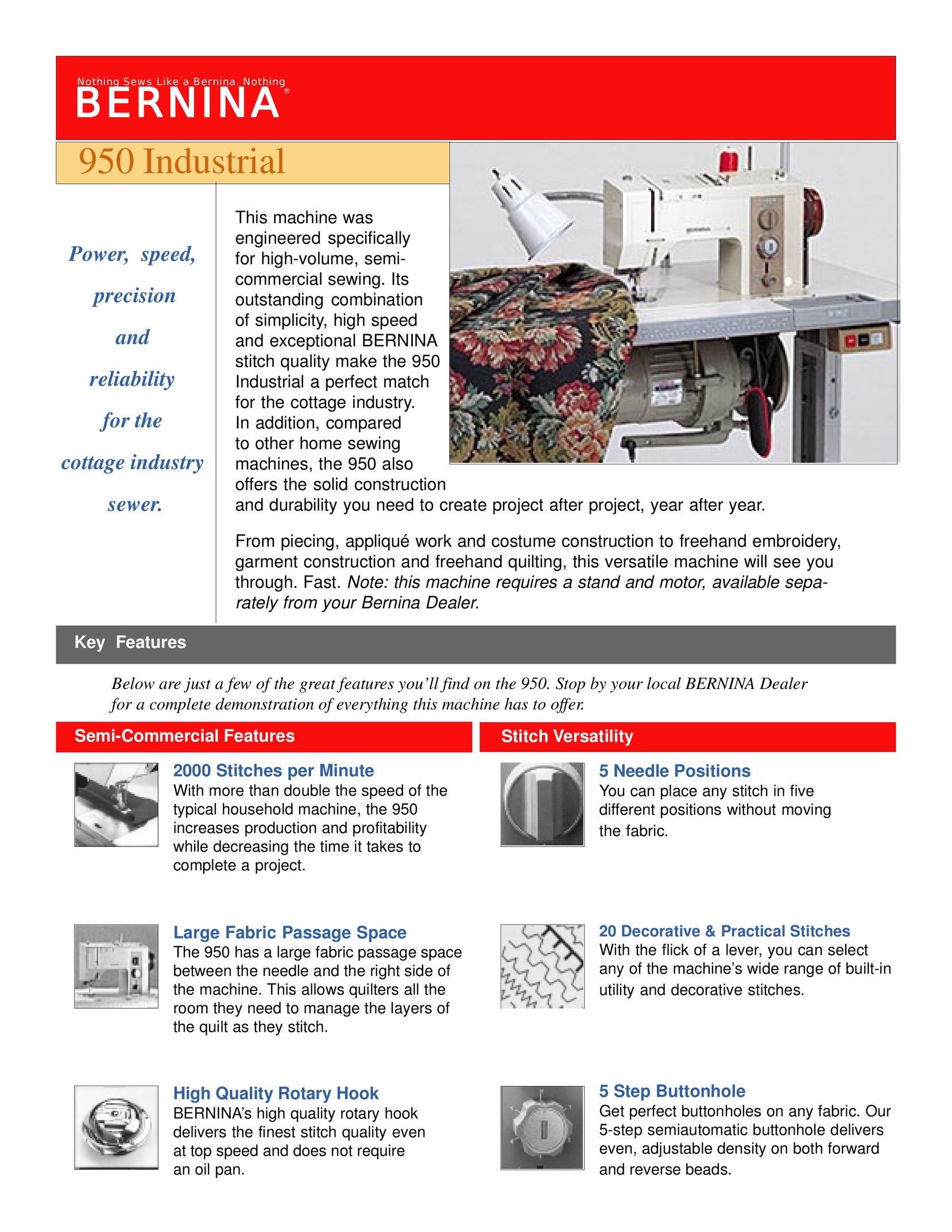 Bernina 950 Industrial Sewing Machine User Manual