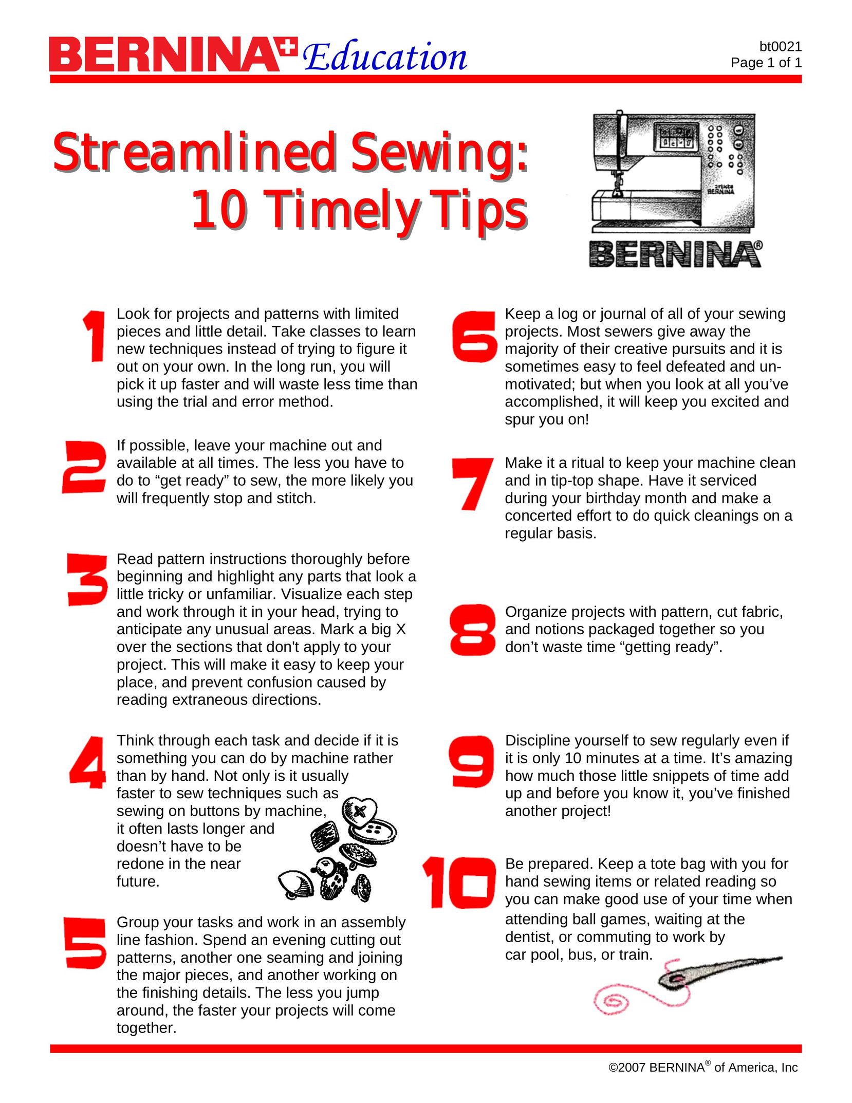 Bernina Garment Sewing Sewing Machine User Manual