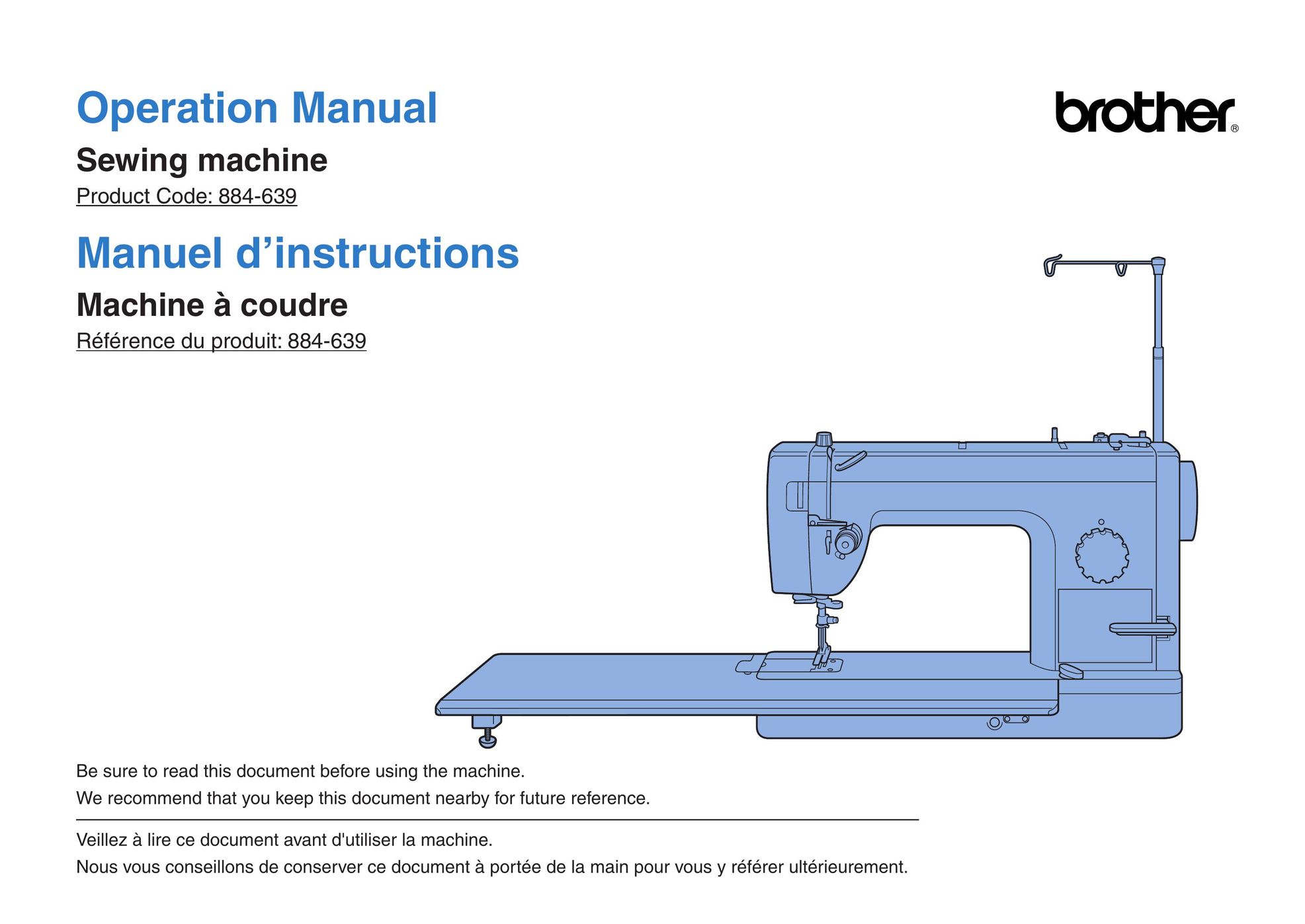 Brother 884-639 Sewing Machine User Manual