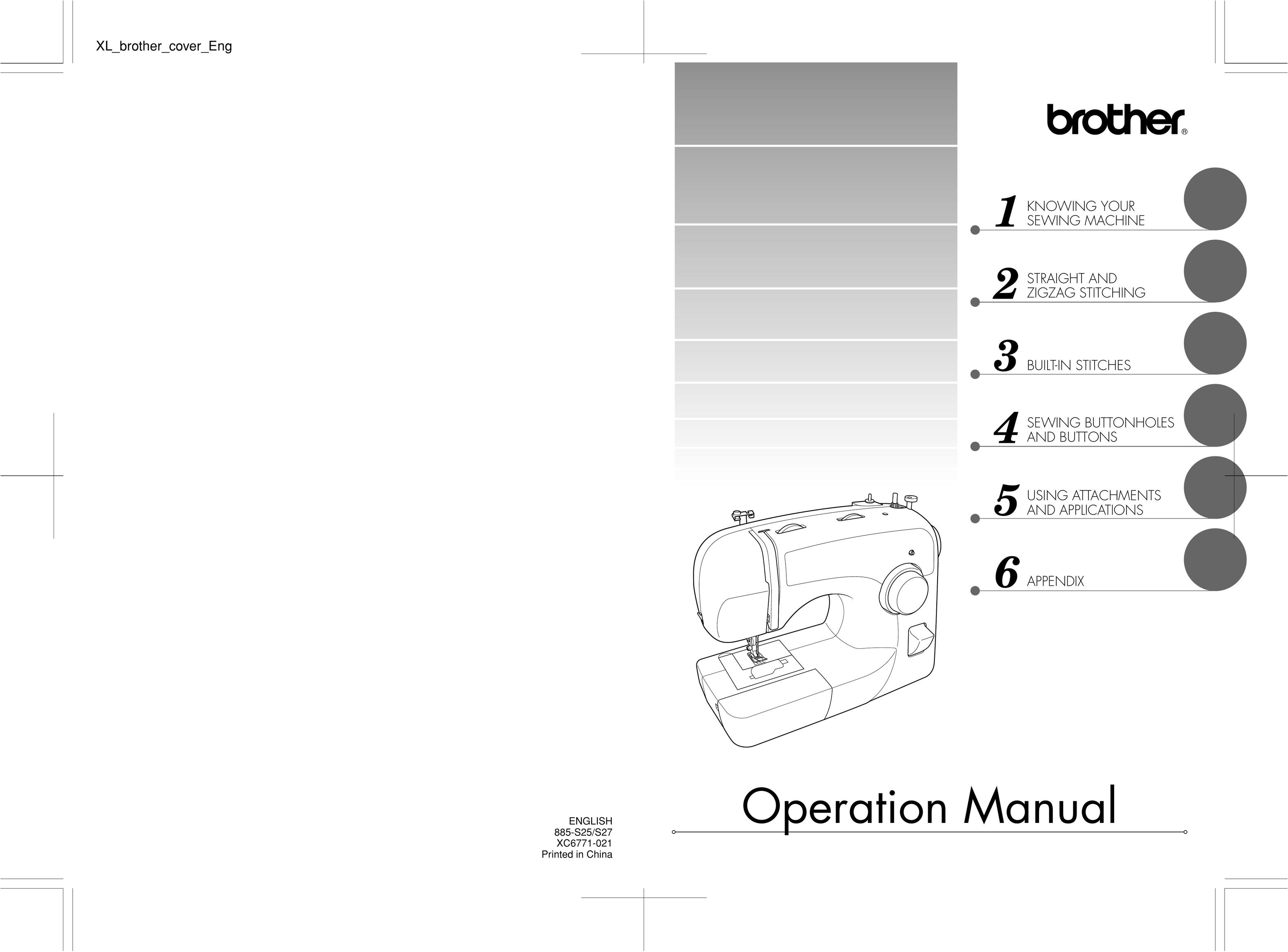 Brother 885-S25/S27 Sewing Machine User Manual