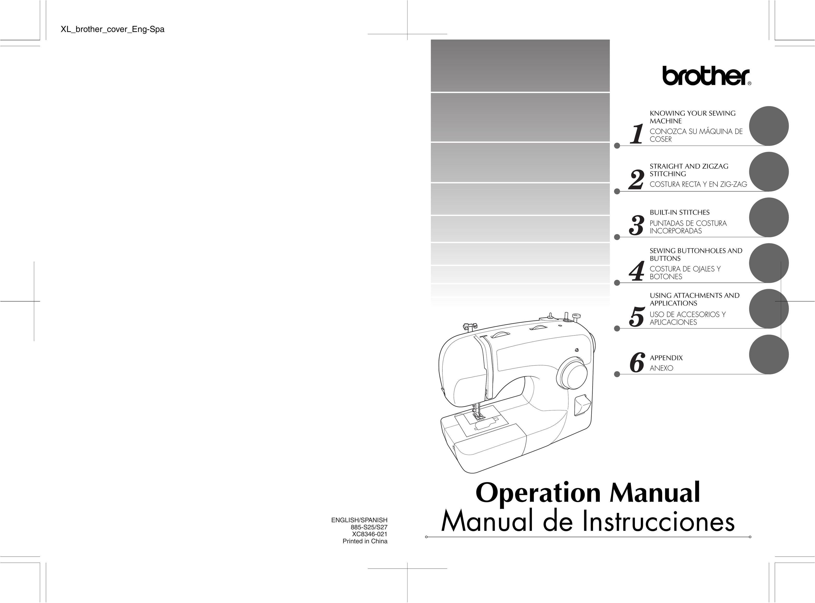 Brother 885-S27 Sewing Machine User Manual