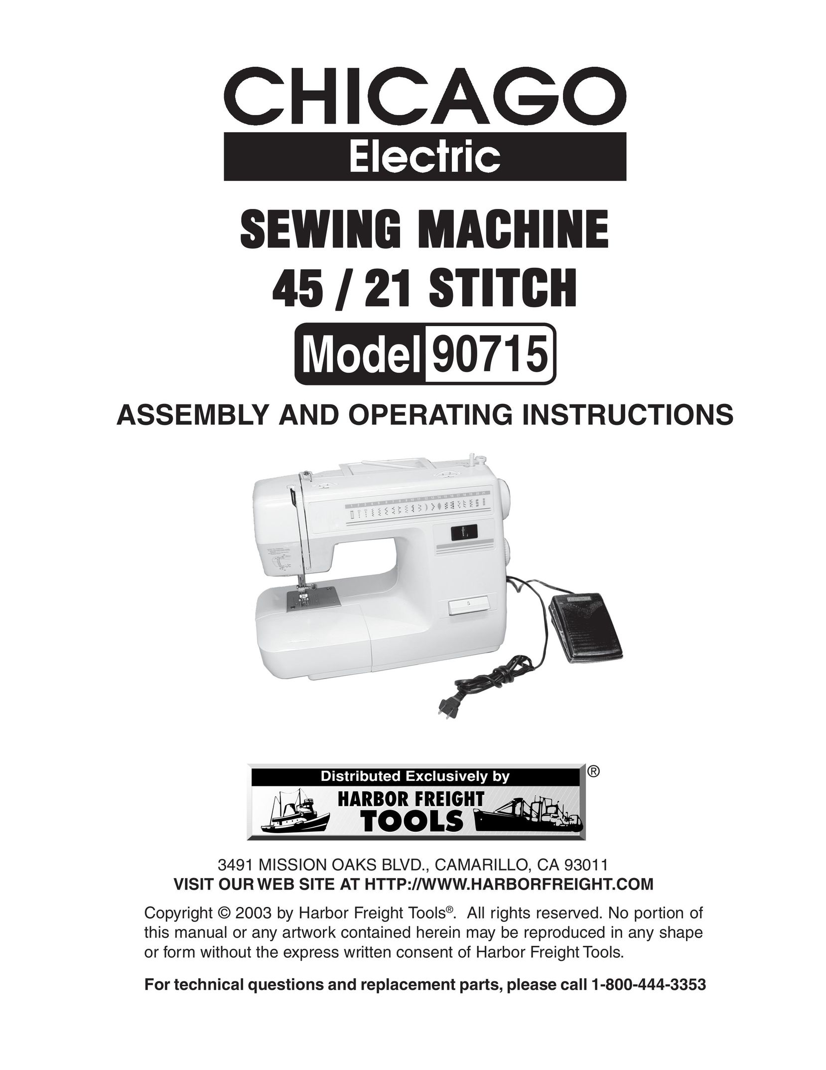 Chicago Electric 90715 Sewing Machine User Manual