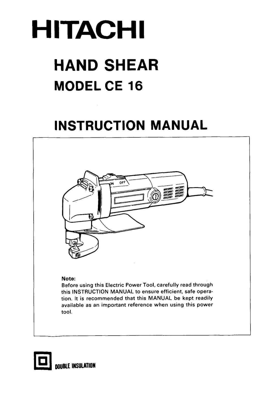 Hitachi CE 16 Sewing Machine User Manual