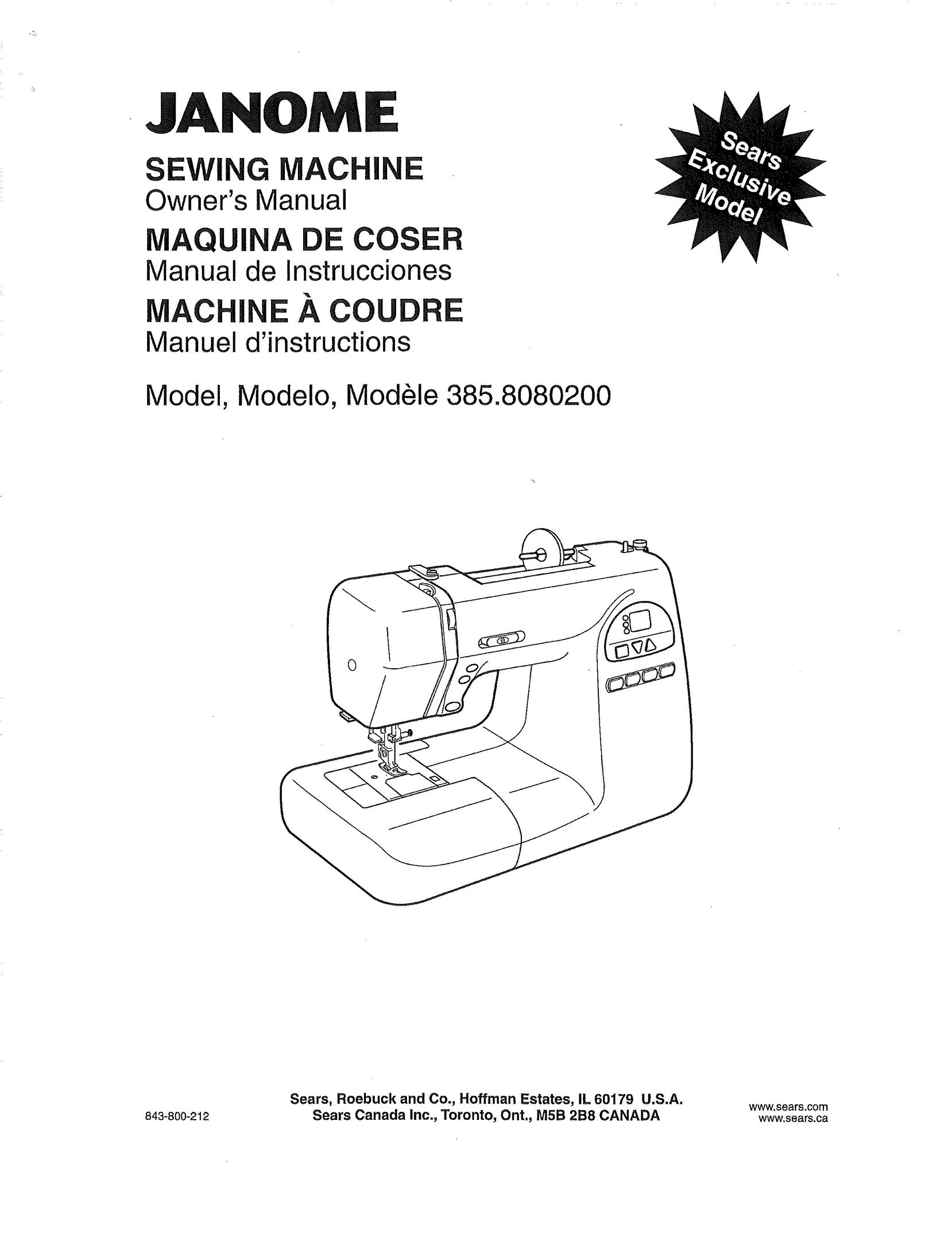 Janome 385.80802 Sewing Machine User Manual