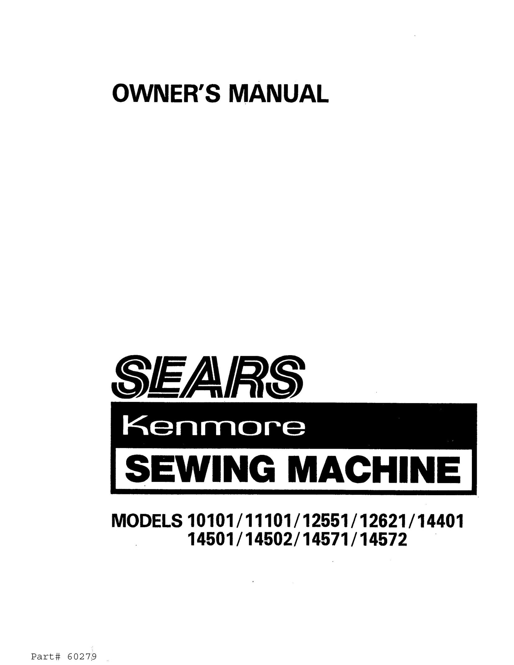 Kenmore 10101 Sewing Machine User Manual