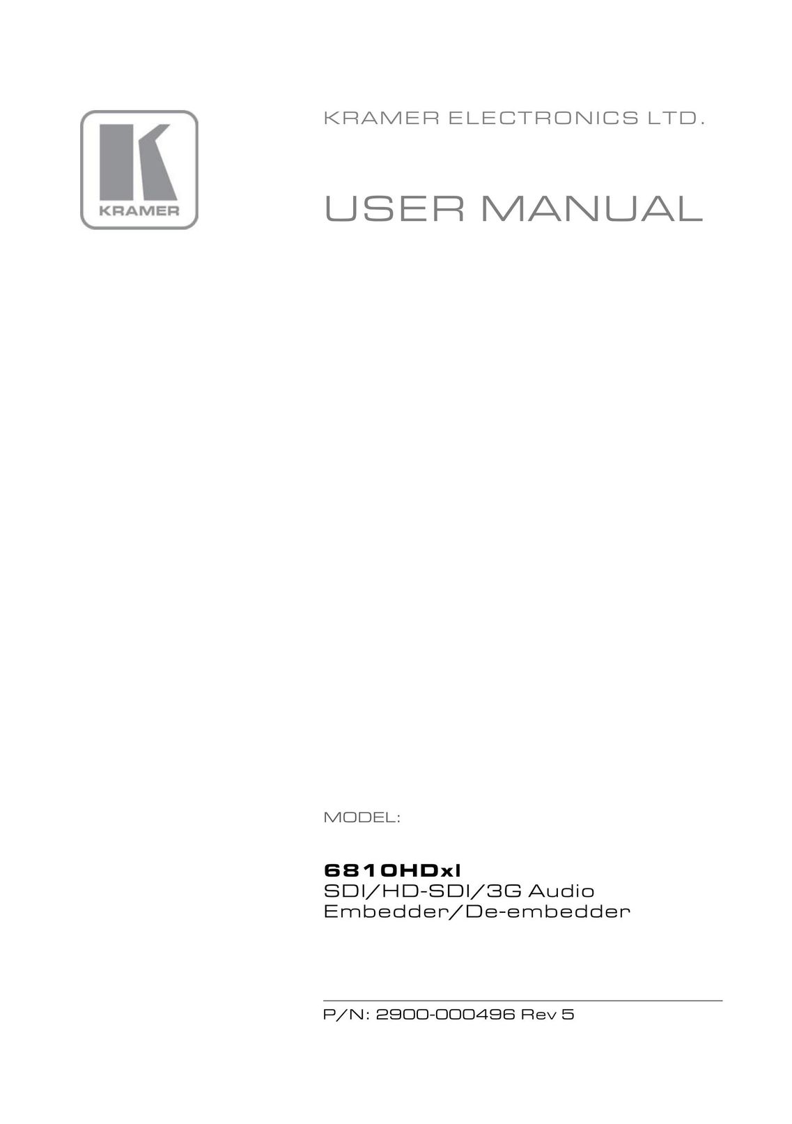 Kramer Electronics 6810HDx1 Sewing Machine User Manual