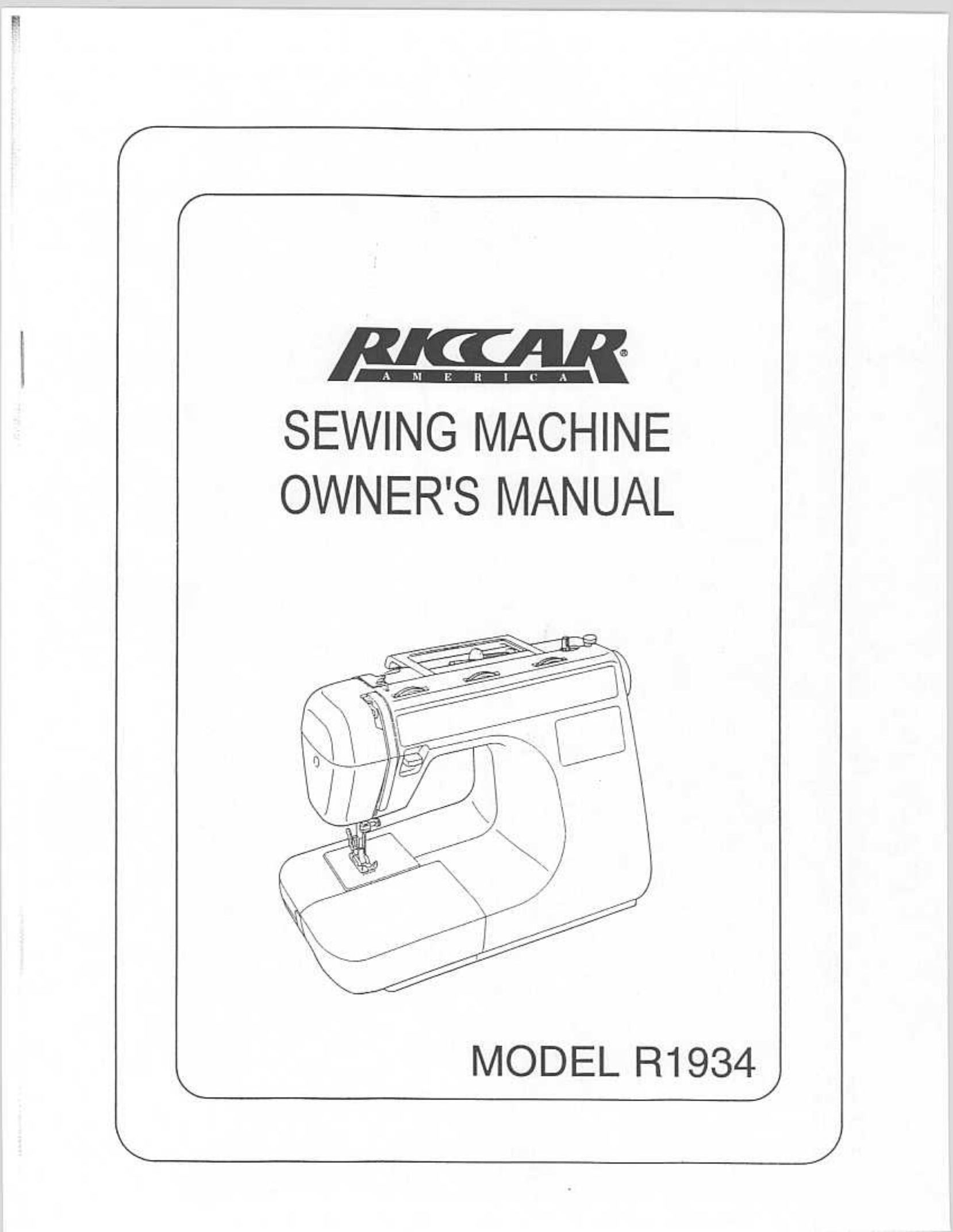 Riccar R1934 Sewing Machine User Manual