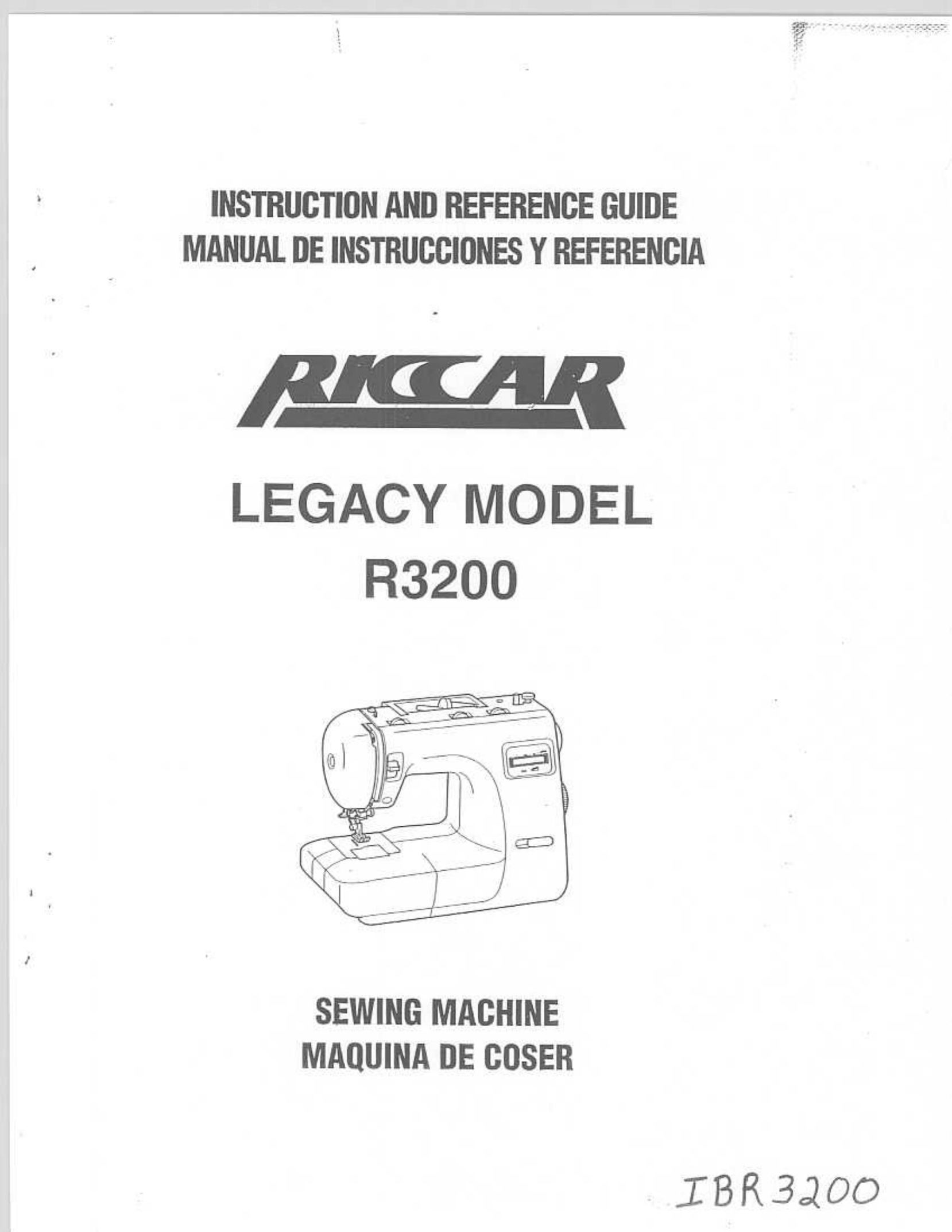 Riccar R3200 Sewing Machine User Manual