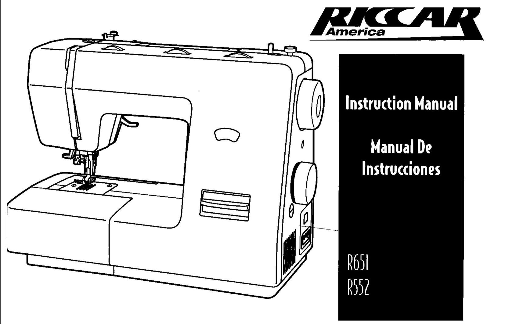 Riccar R651 Sewing Machine User Manual