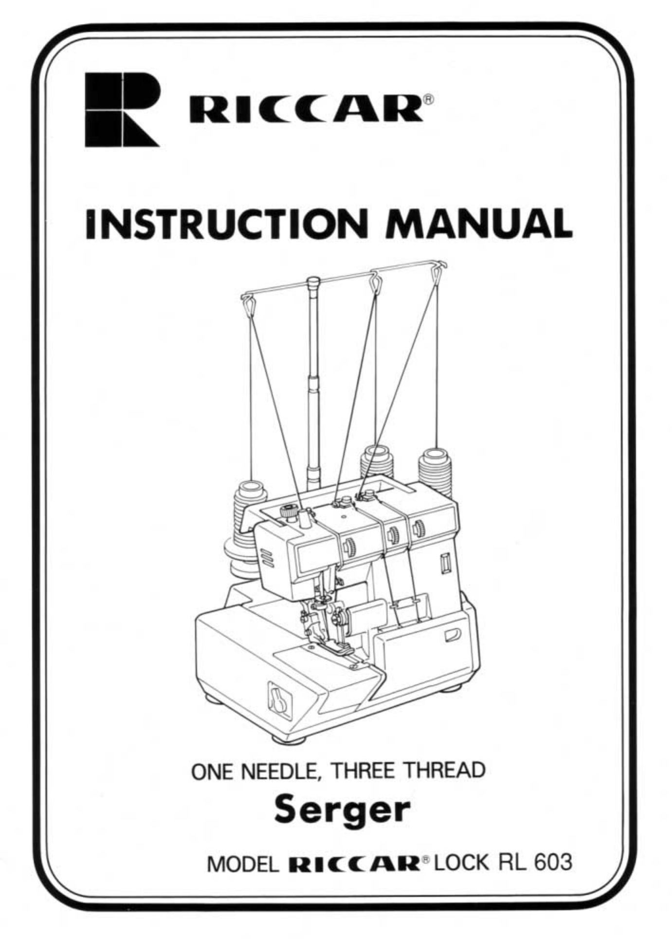 Riccar RL 603 Sewing Machine User Manual