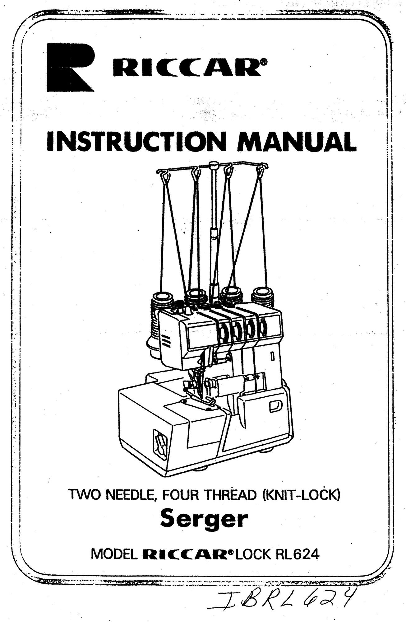 Riccar RL624 Sewing Machine User Manual