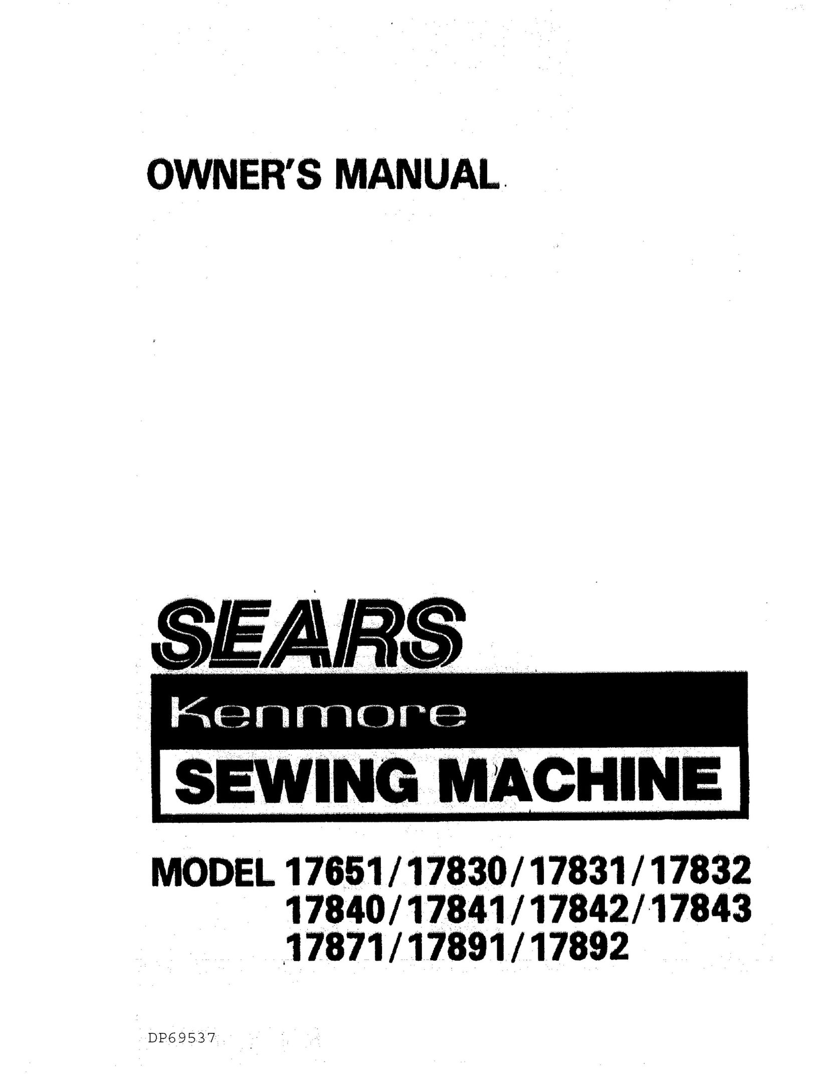 Sears 17831 Sewing Machine User Manual