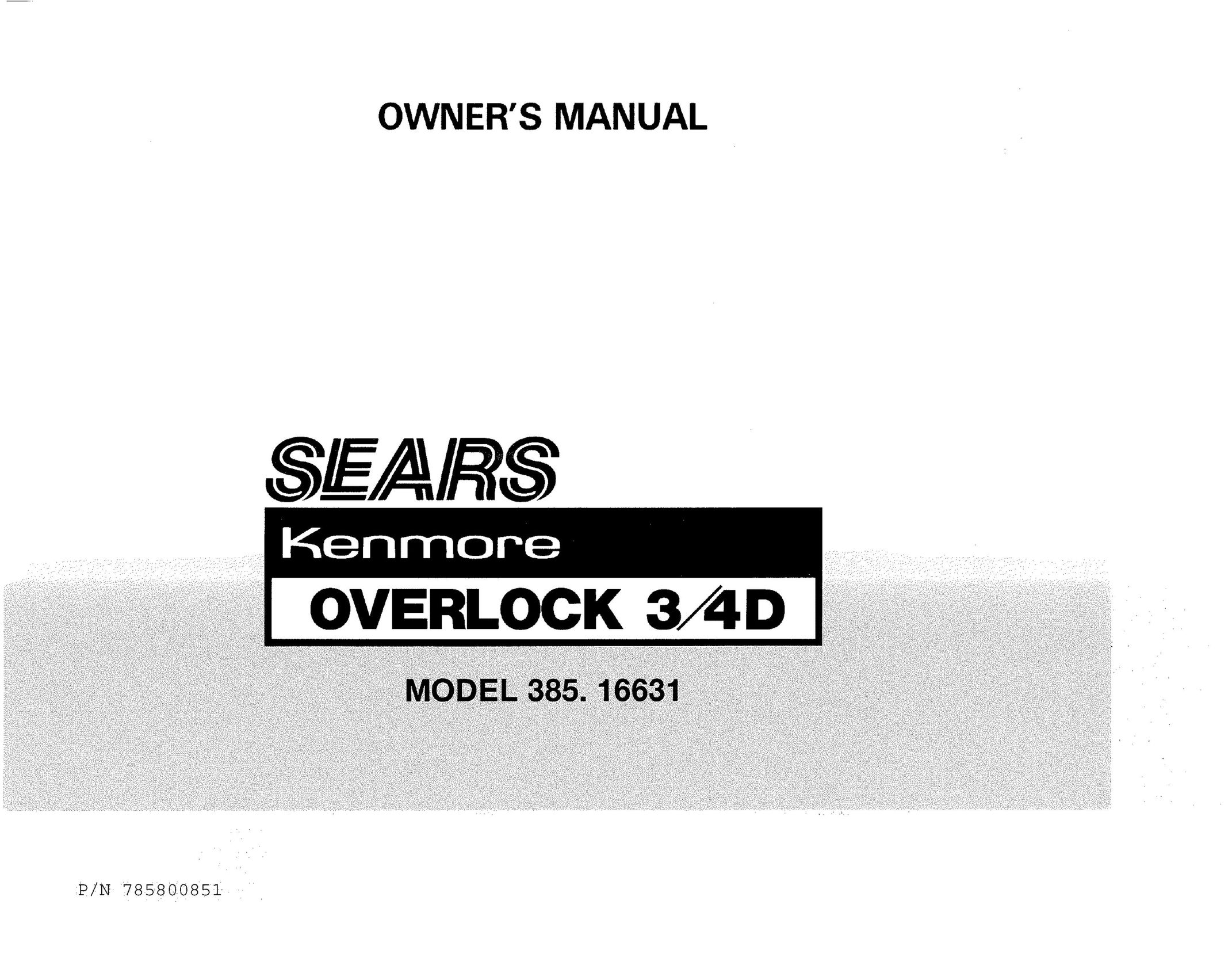 Sears 385.16631 Sewing Machine User Manual