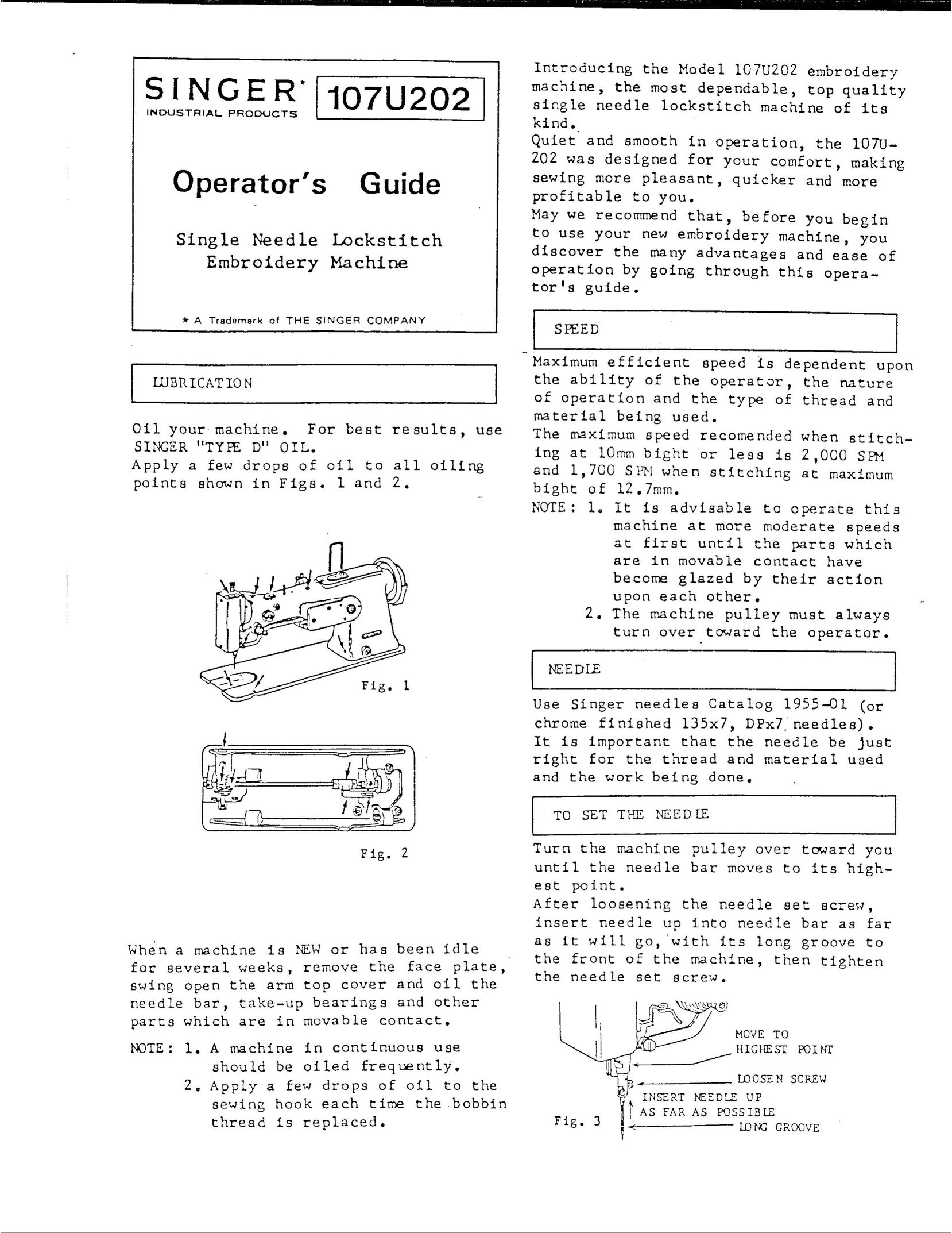Singer 107U202 Sewing Machine User Manual