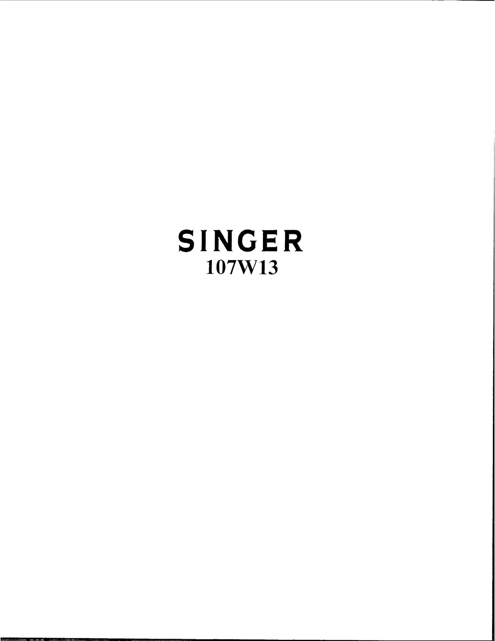 Singer 107W13 Sewing Machine User Manual