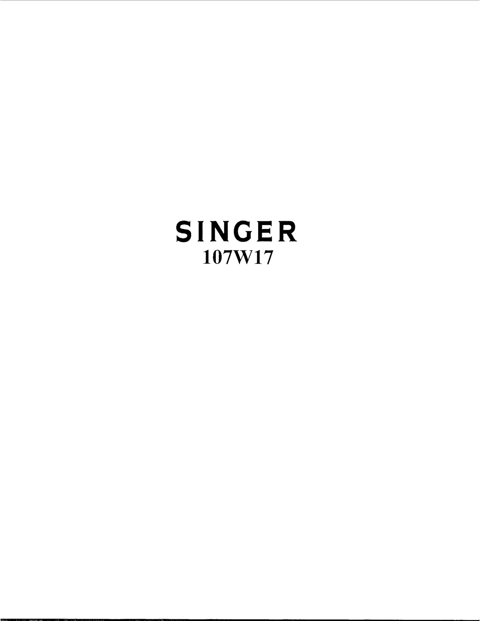 Singer 107W17 Sewing Machine User Manual