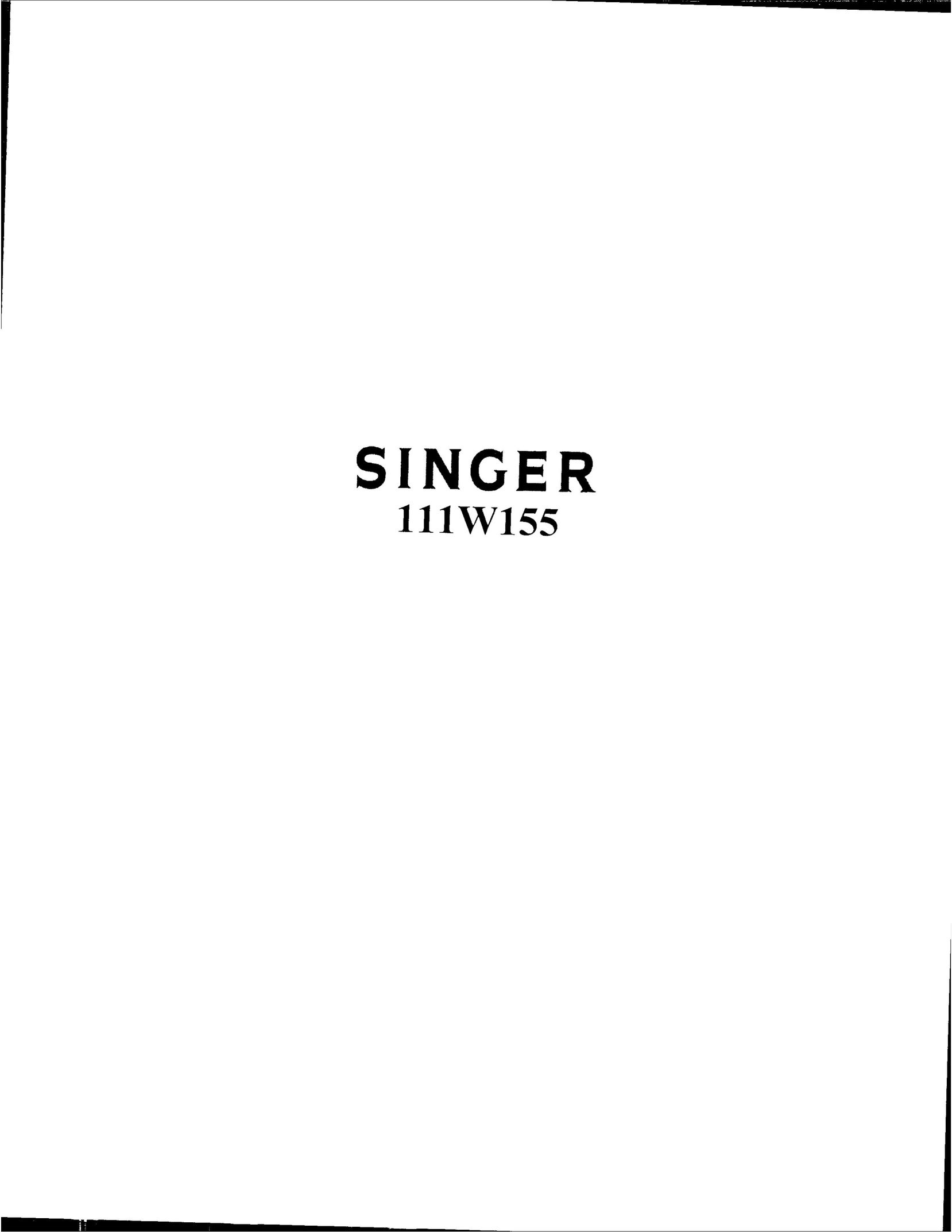 Singer 111W155 Sewing Machine User Manual