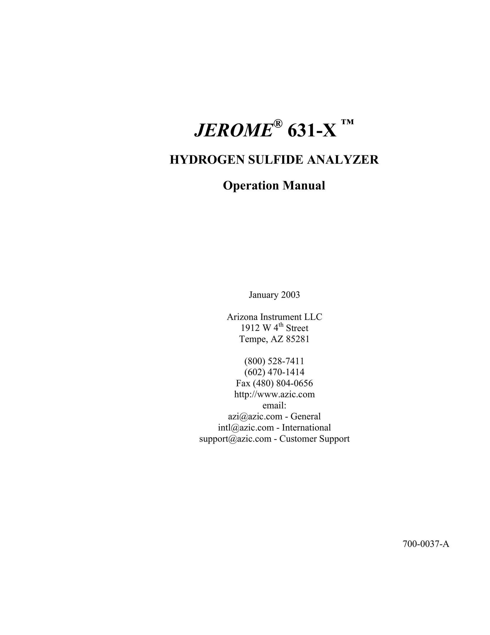 Arizona Jerome 631-X Smoke Alarm User Manual